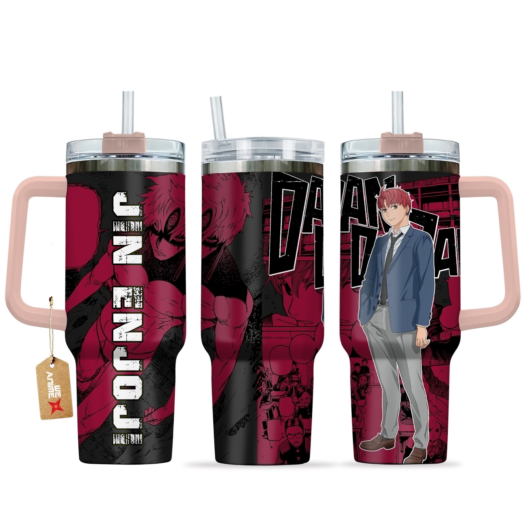 Hydratemerch Jin Enjoji Dandadan Anime Custom Stanley Quencher 40oz Stainless Steel Tumbler With Handle