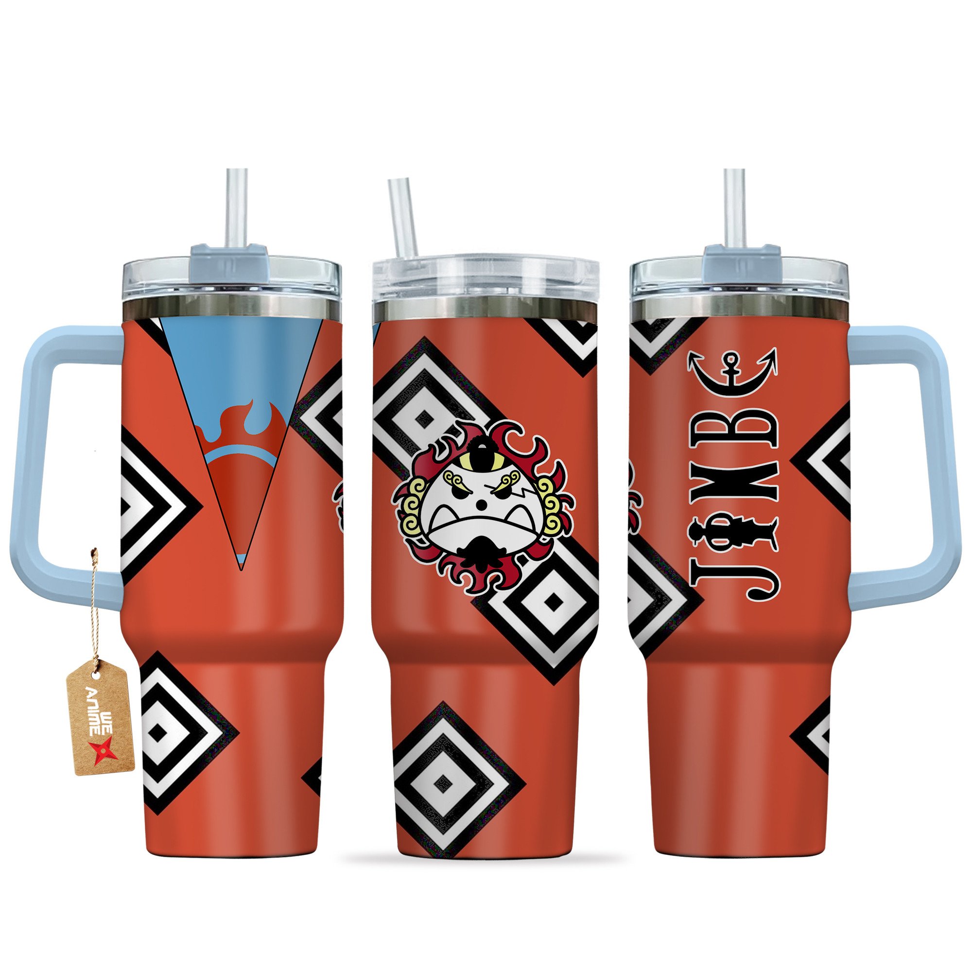 Hydratemerch Jinbe One Piece Anime Custom Stanley Quencher 40oz Stainless Steel Tumbler With Handle