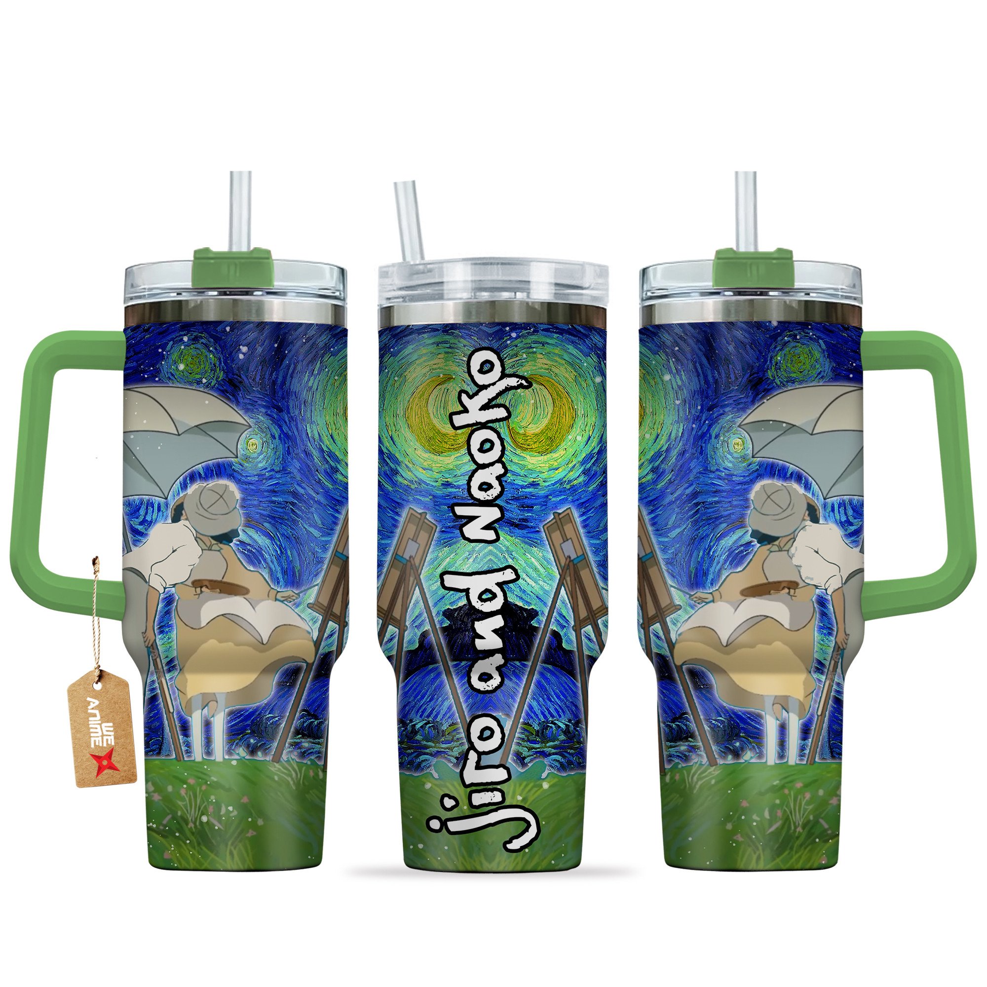 Hydratemerch Jiro and Naoko The Wind Rises Anime Custom Stanley Quencher 40oz Stainless Steel Tumbler With Handle