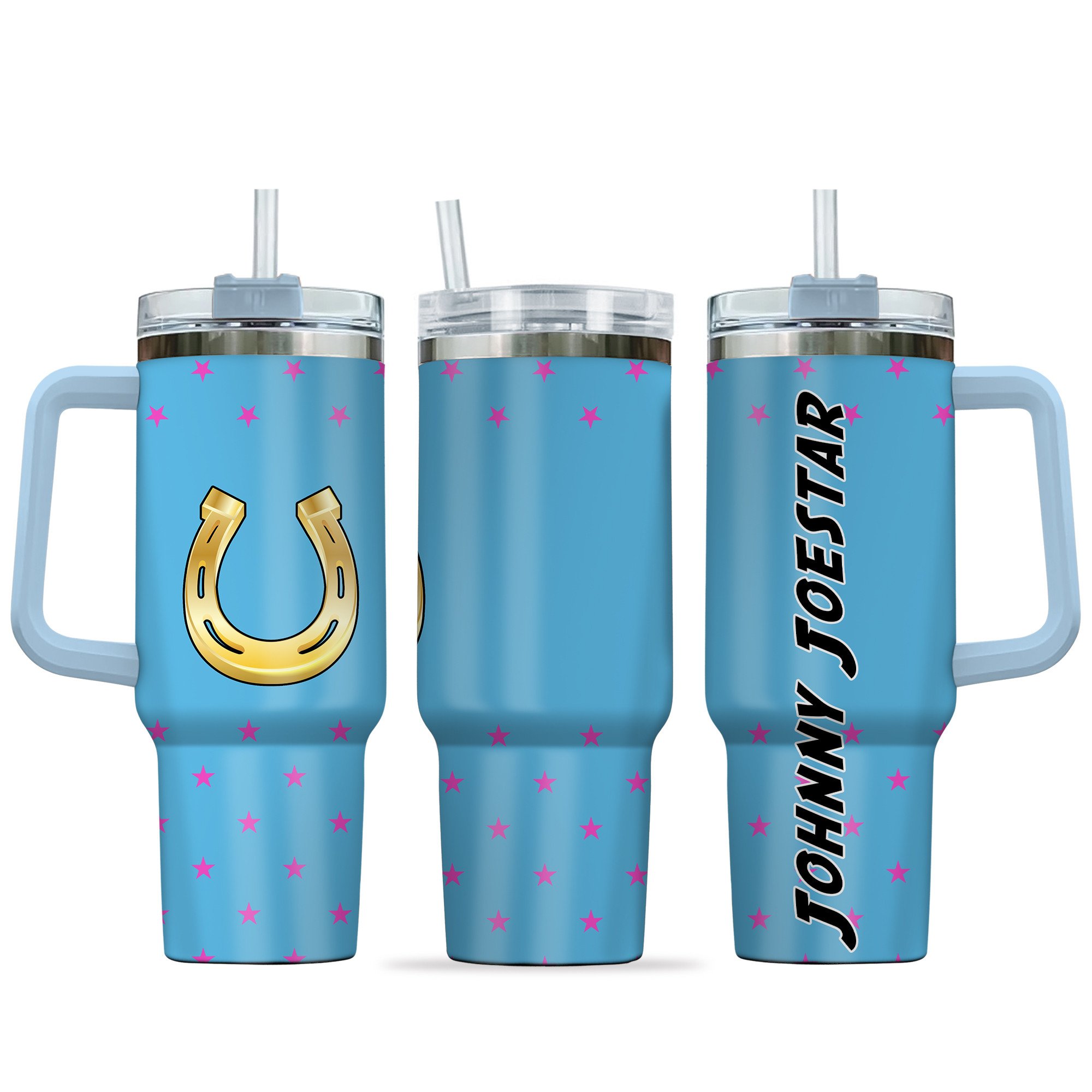 Hydratemerch Johnny Joestar JoJo's Bizarre Anime Custom Stanley Quencher 40oz Stainless Steel Tumbler With Handle