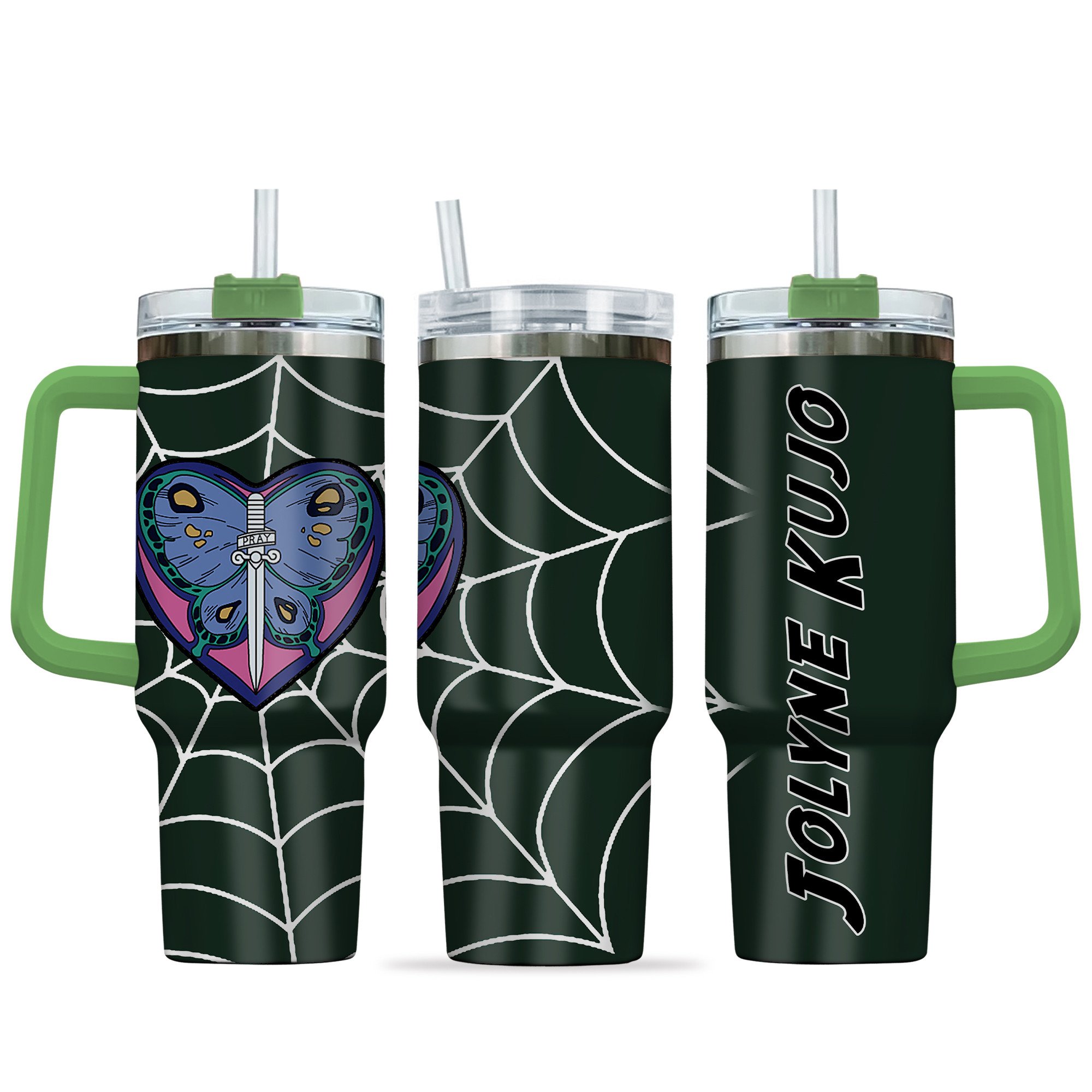 Hydratemerch Jolyne Cujoh JoJo's Bizarre Anime Custom Stanley Quencher 40oz Stainless Steel Tumbler With Handle