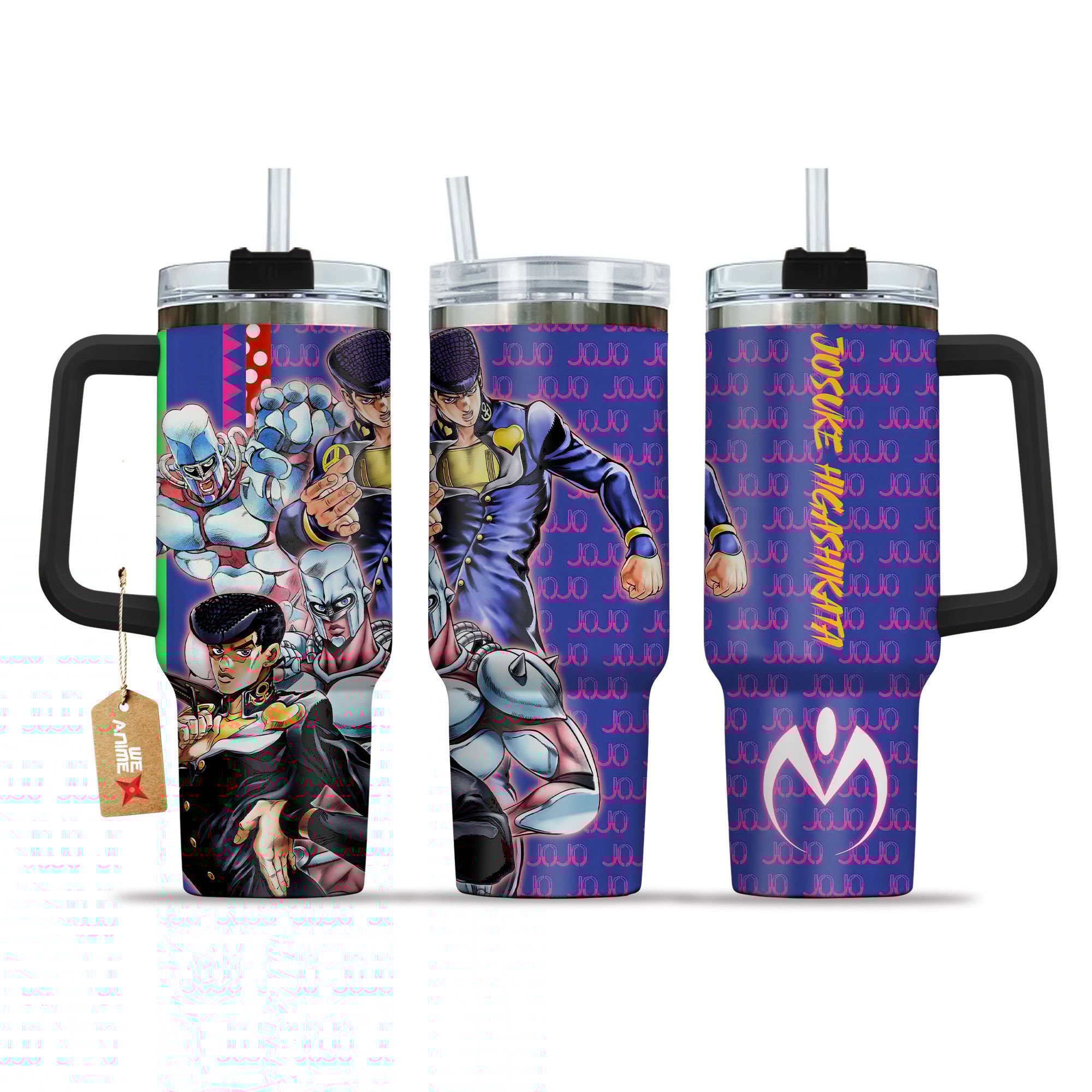 Hydratemerch Josuke Higashikata JoJo's Bizarre Anime Custom Stanley Quencher 40oz Stainless Steel Tumbler With Handle