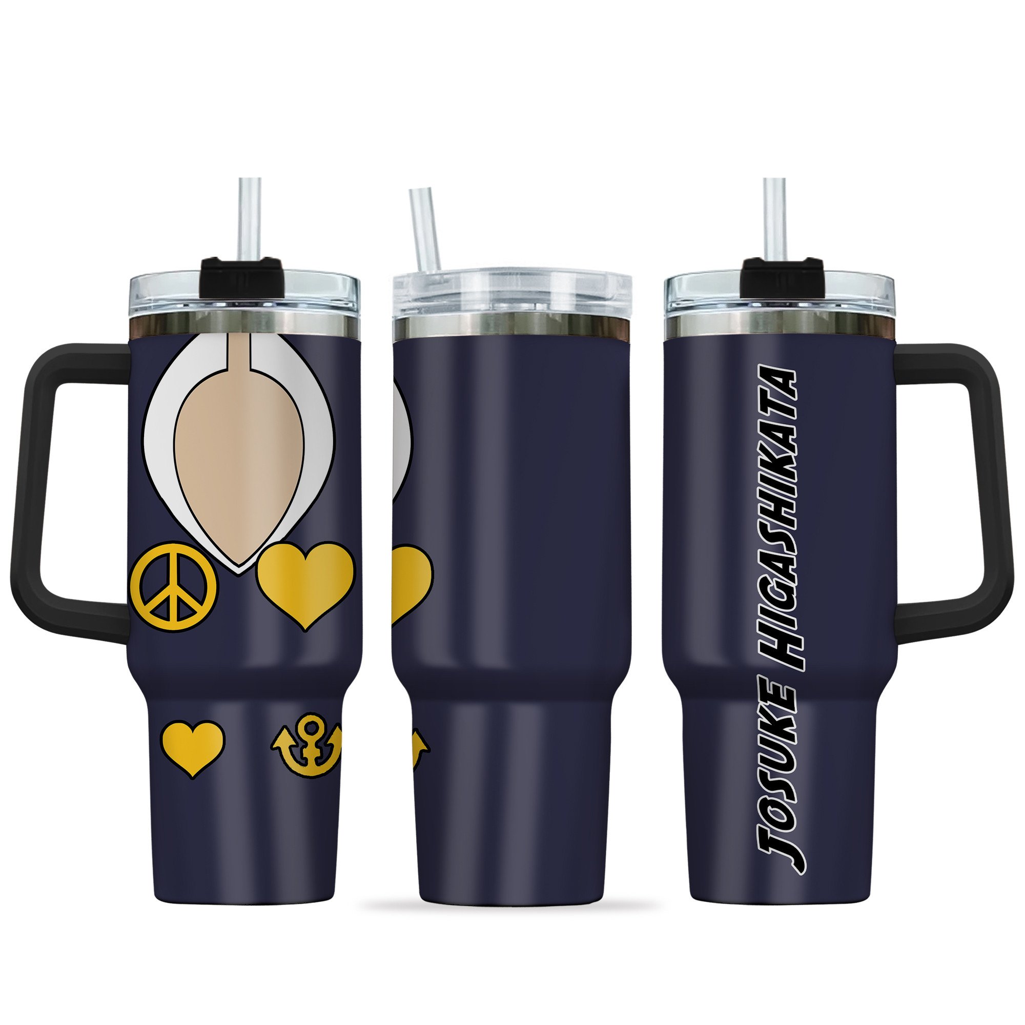 Hydratemerch Josuke Higashikata JoJo's Bizarre Anime Custom Stanley Quencher 40oz Stainless Steel Tumbler With Handle