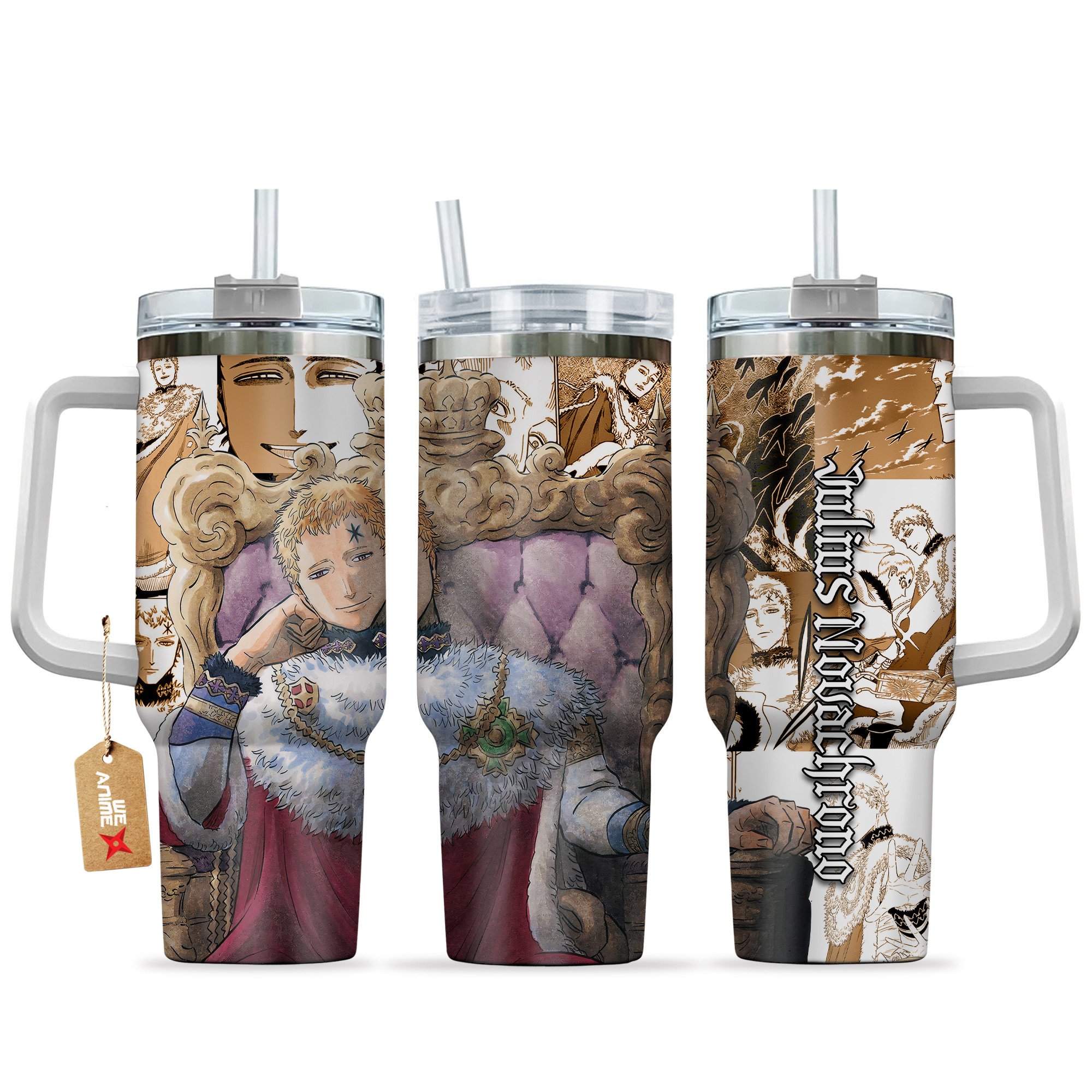 Hydratemerch Julius Novachrono Black Clover Anime Custom Stanley Quencher 40oz Stainless Steel Tumbler With Handle