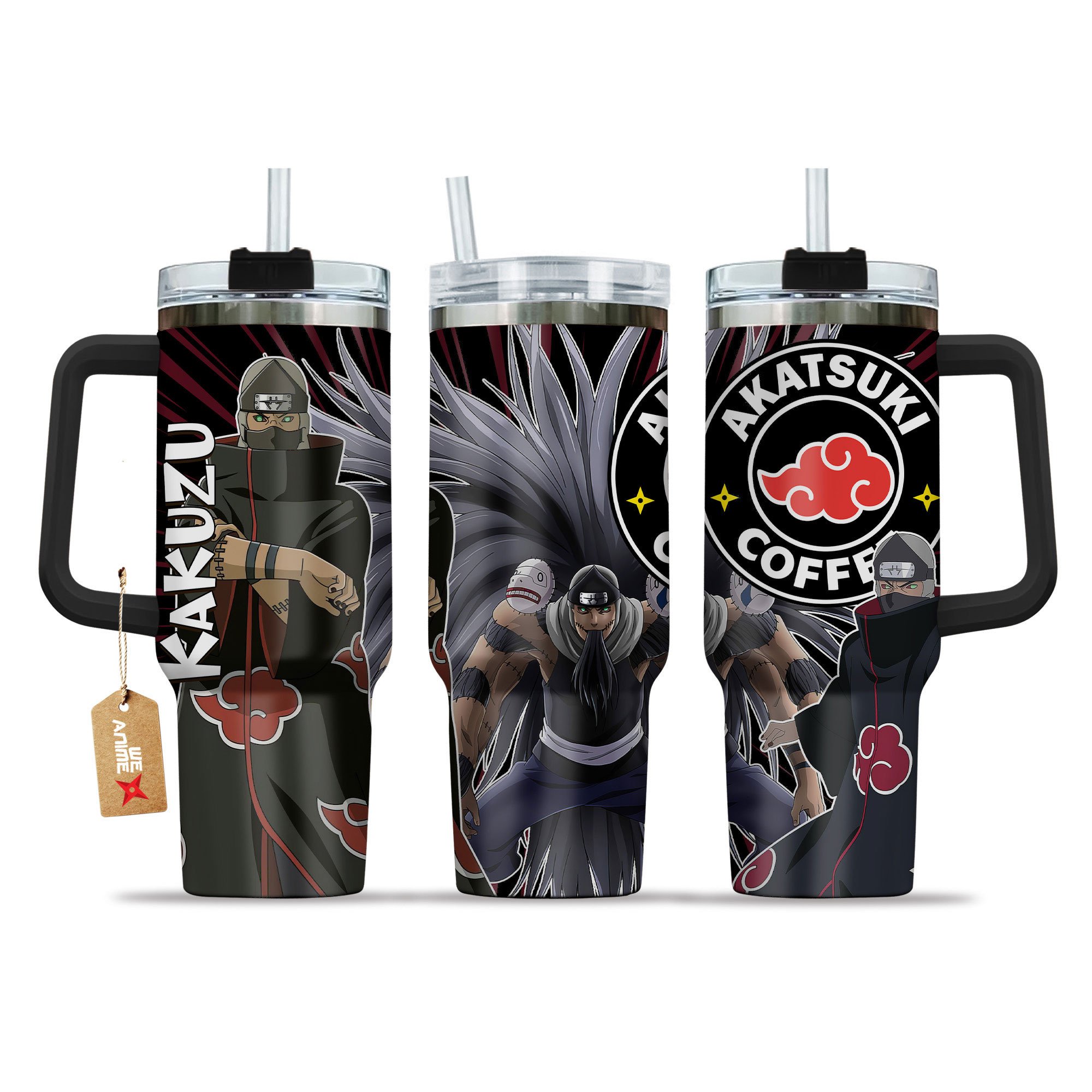 Hydratemerch Kakuzu Naruto Anime Custom Stanley Quencher 40oz Stainless Steel Tumbler With Handle