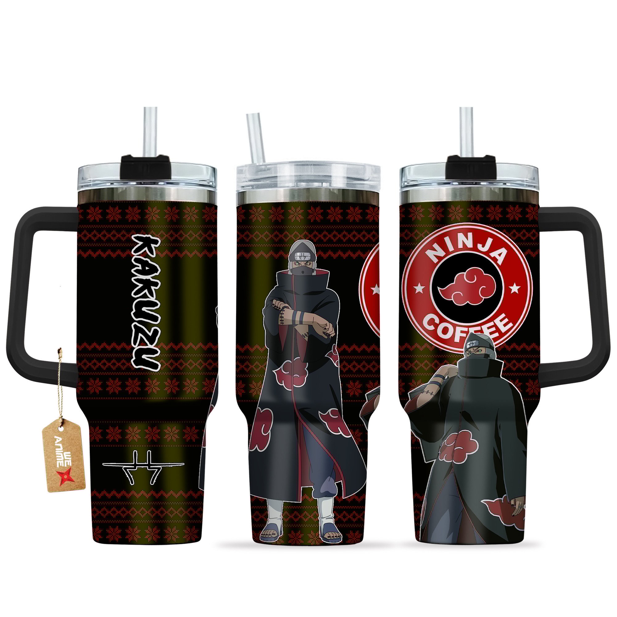 Hydratemerch Kakuzu Naruto Anime Custom Stanley Quencher 40oz Stainless Steel Tumbler With Handle