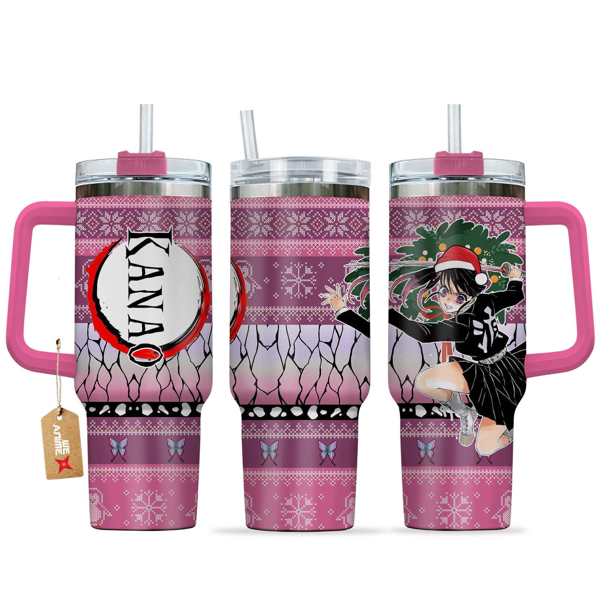 Hydratemerch Kanao Tsuyuri Demon Slayer Anime Custom Stanley Quencher 40oz Stainless Steel Tumbler With Handle