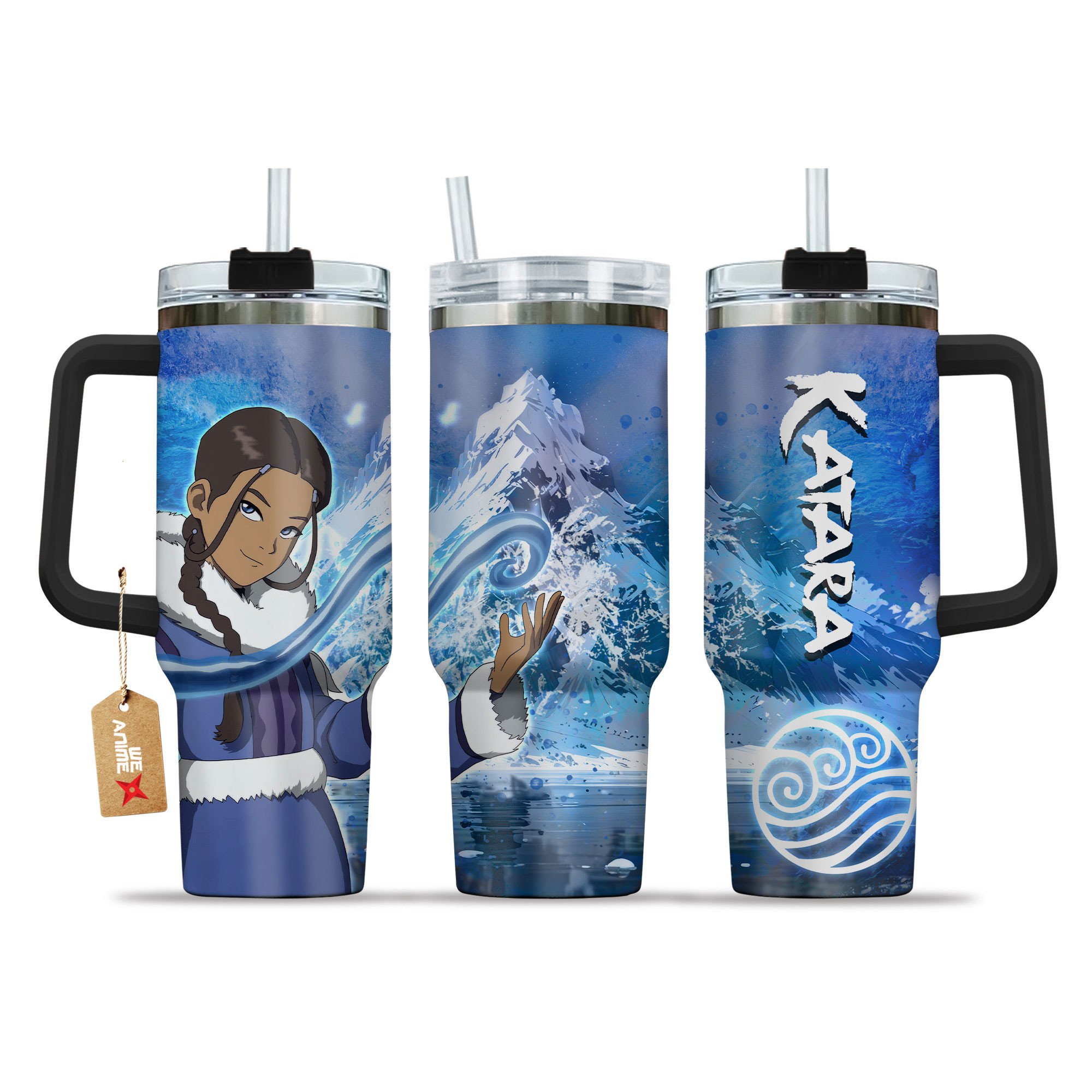 Hydratemerch Katara Avatar Anime Custom Stanley Quencher 40oz Stainless Steel Tumbler With Handle