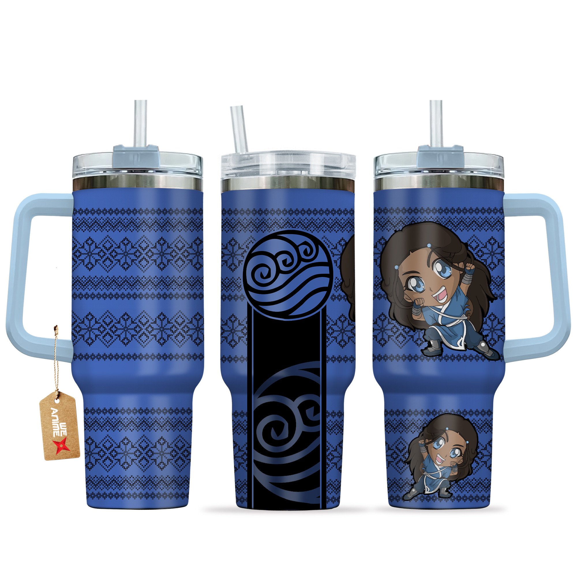 Hydratemerch Katara Avatar Anime Custom Stanley Quencher 40oz Stainless Steel Tumbler With Handle