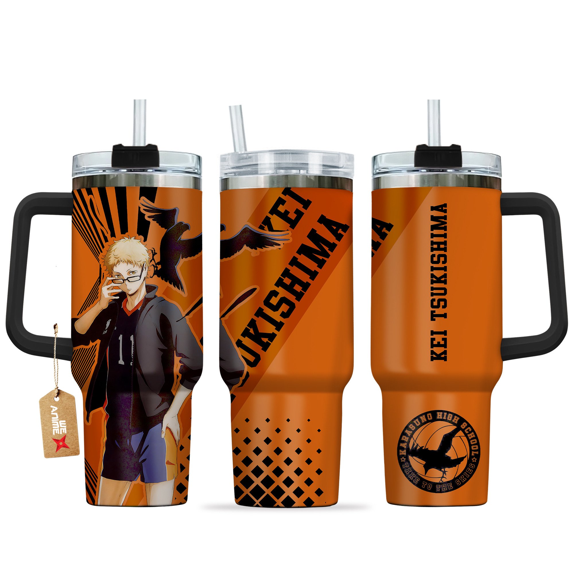 Hydratemerch Kei Tsukishima Haikyu!! Anime Custom Stanley Quencher 40oz Stainless Steel Tumbler With Handle
