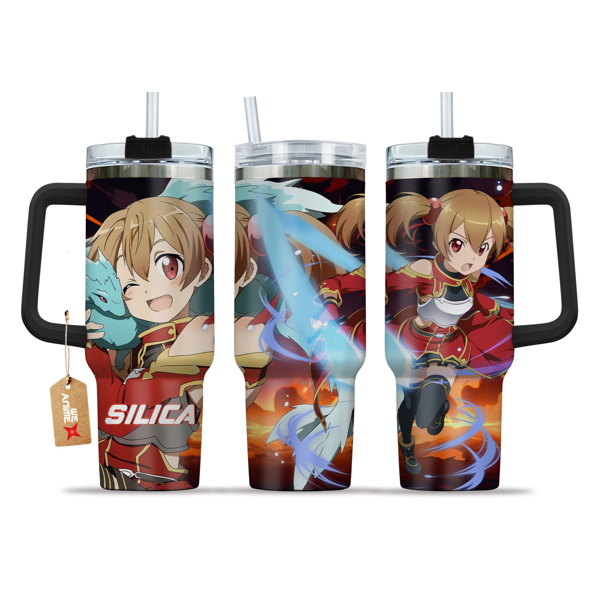 Hydratemerch Keiko Ayano (Silica) Sword Art Online Anime Custom Stanley Quencher 40oz Stainless Steel Tumbler With Handle