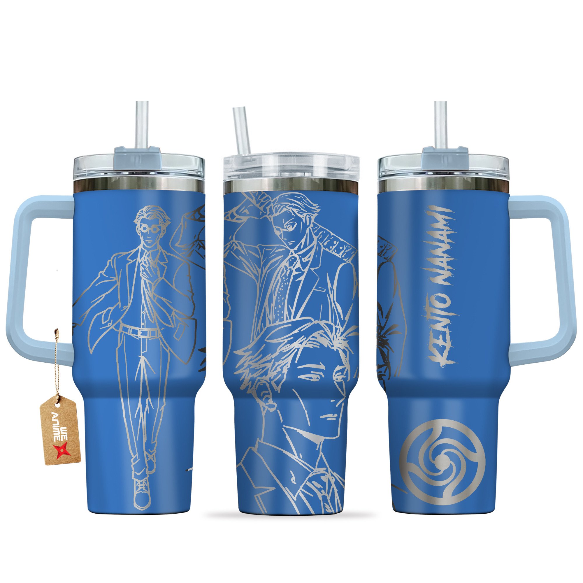 Hydratemerch Kento Nanami Jujutsu Kaisen Anime Custom Stanley Quencher 40oz Stainless Steel Tumbler With Handle
