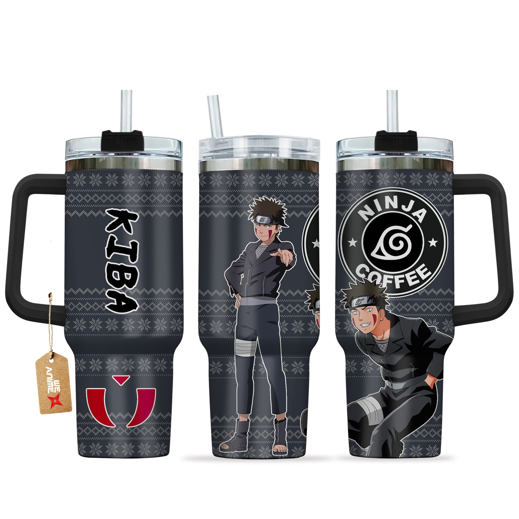 Hydratemerch Kiba Naruto Anime Custom Stanley Quencher 40oz Stainless Steel Tumbler With Handle