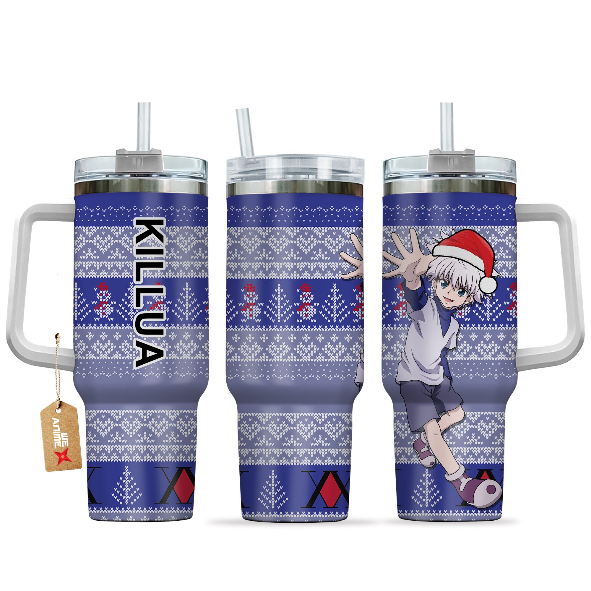 Hydratemerch Killua Zoldyck Hunter x Hunter Anime Custom Stanley Quencher 40oz Stainless Steel Tumbler With Handle