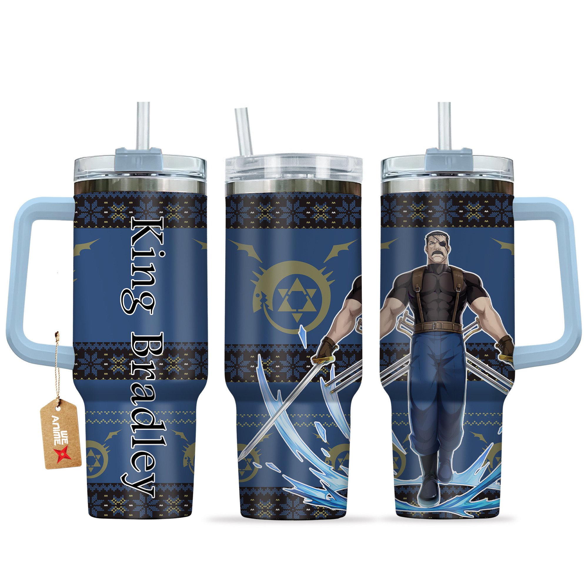 Hydratemerch King Bradley Fullmetal Alchemist Anime Custom Stanley Quencher 40oz Stainless Steel Tumbler With Handle