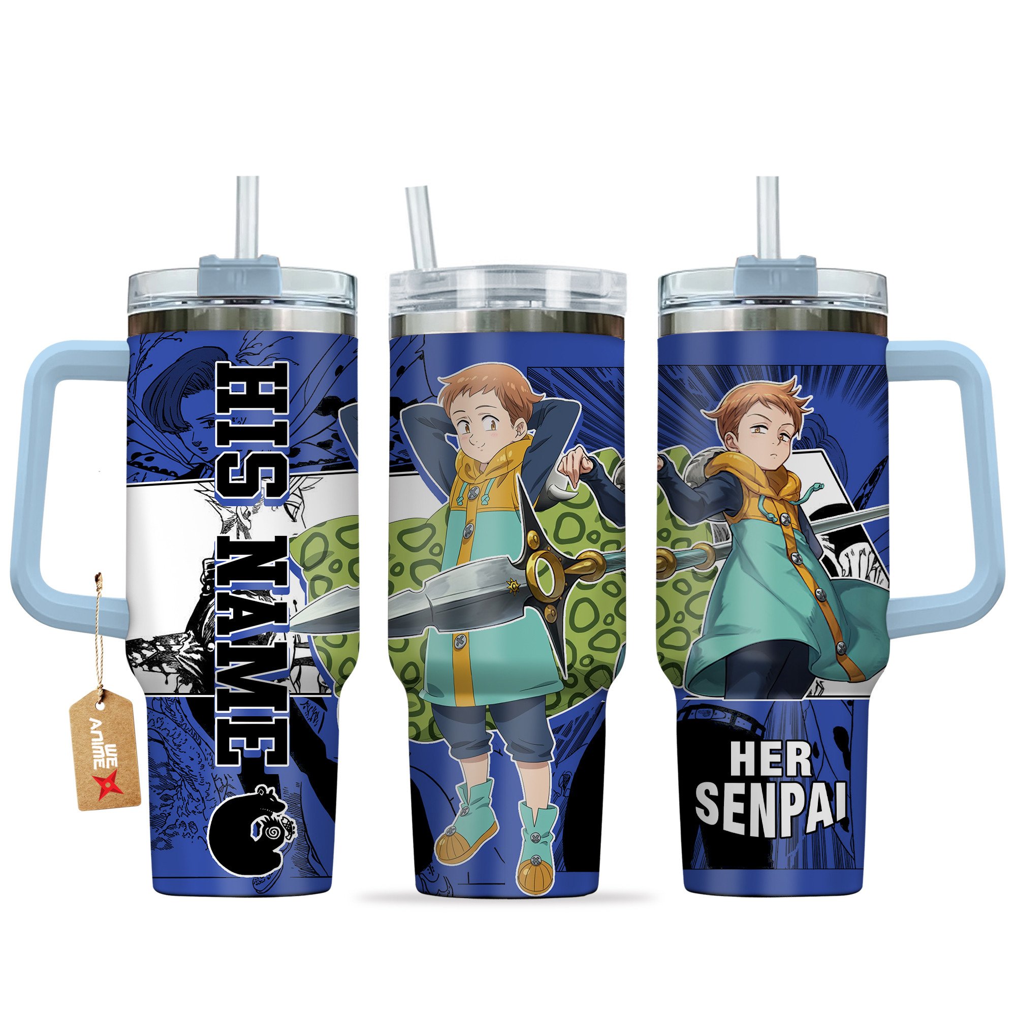 Hydratemerch King The Seven Deadly Sins Anime Custom Stanley Quencher 40oz Stainless Steel Tumbler With Handle