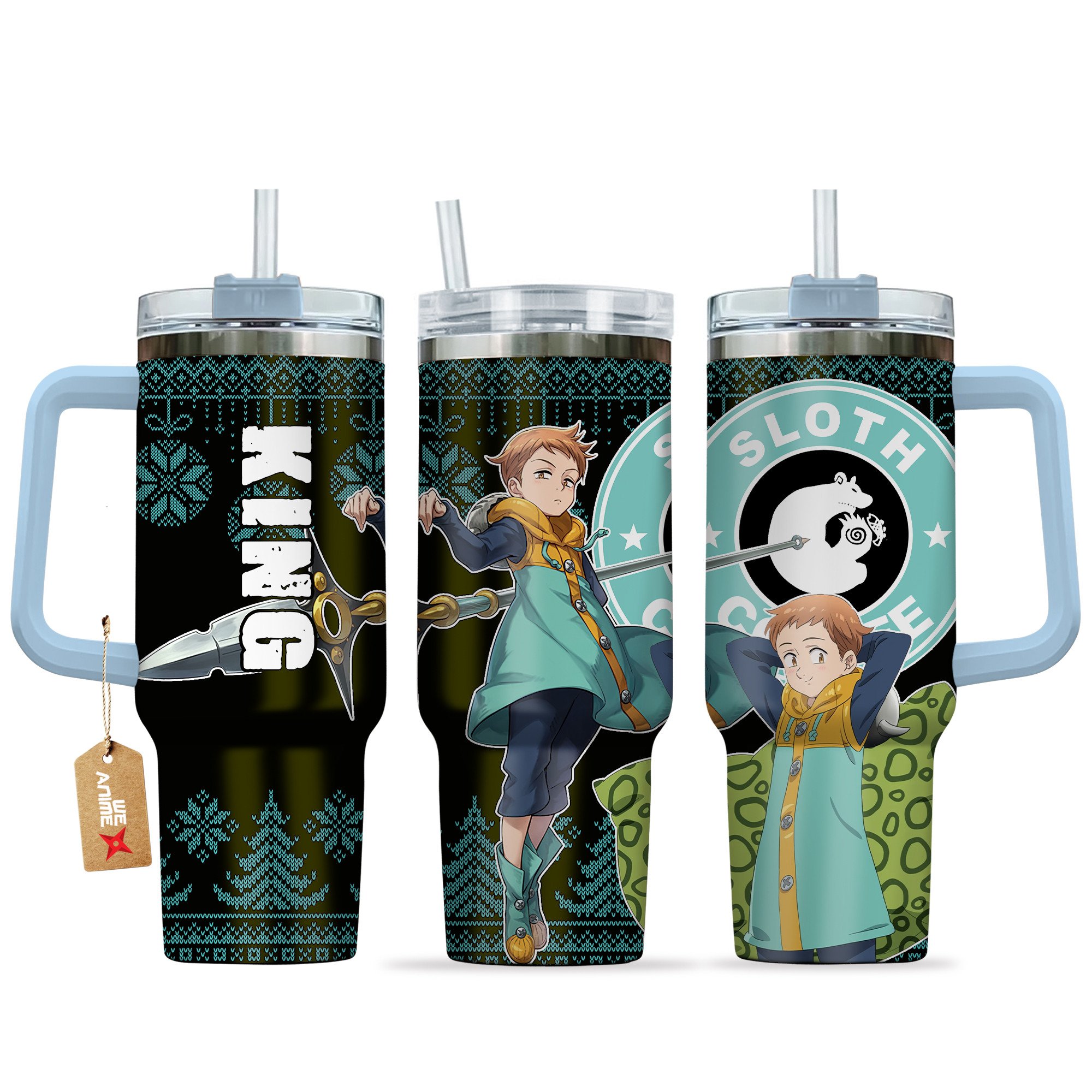 Hydratemerch King The Seven Deadly Sins Anime Custom Stanley Quencher 40oz Stainless Steel Tumbler With Handle