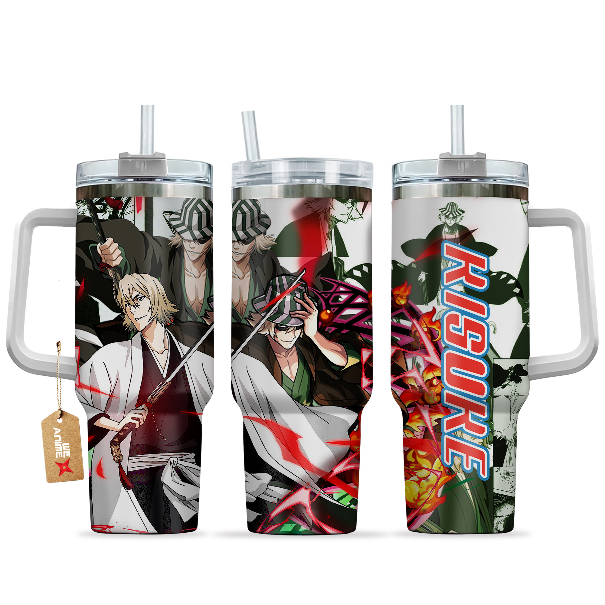 Hydratemerch Kisuke Urahara Bleach Anime Custom Stanley Quencher 40oz Stainless Steel Tumbler With Handle