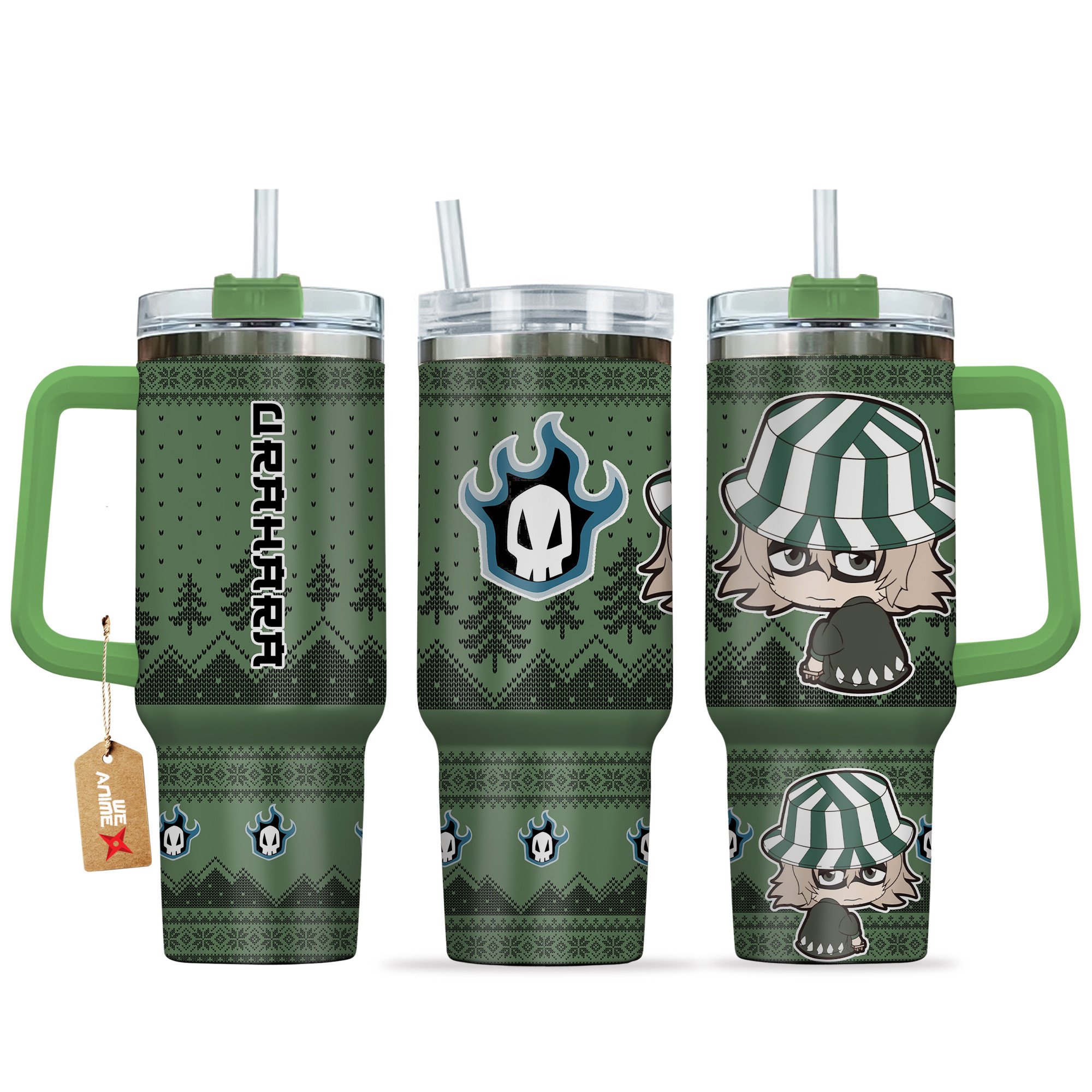 Hydratemerch Kisuke Urahara Bleach Anime Custom Stanley Quencher 40oz Stainless Steel Tumbler With Handle