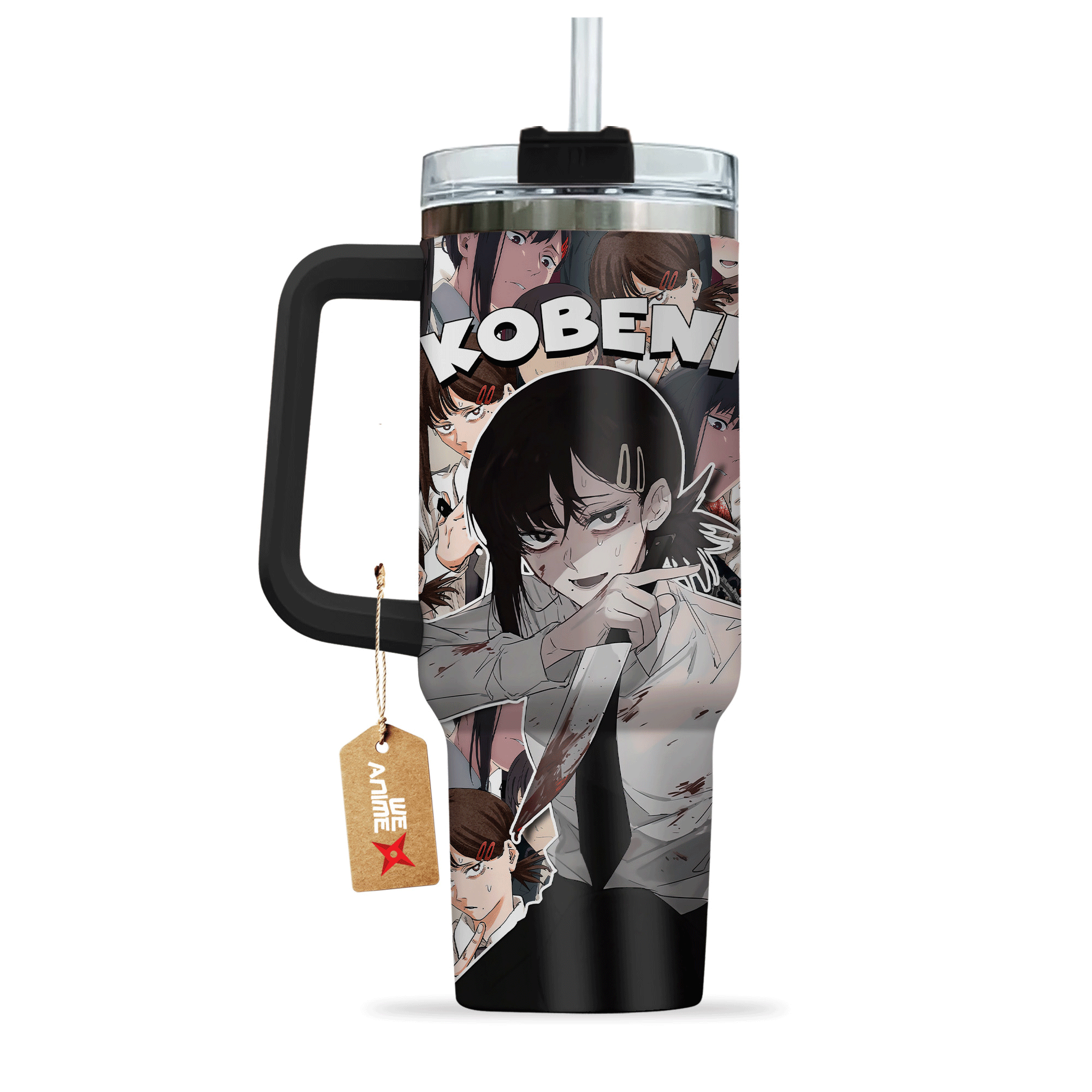 Hydratemerch Kobeni Higashiyama Chainsaw Man Anime Custom Stanley Quencher 40oz Stainless Steel Tumbler With Handle