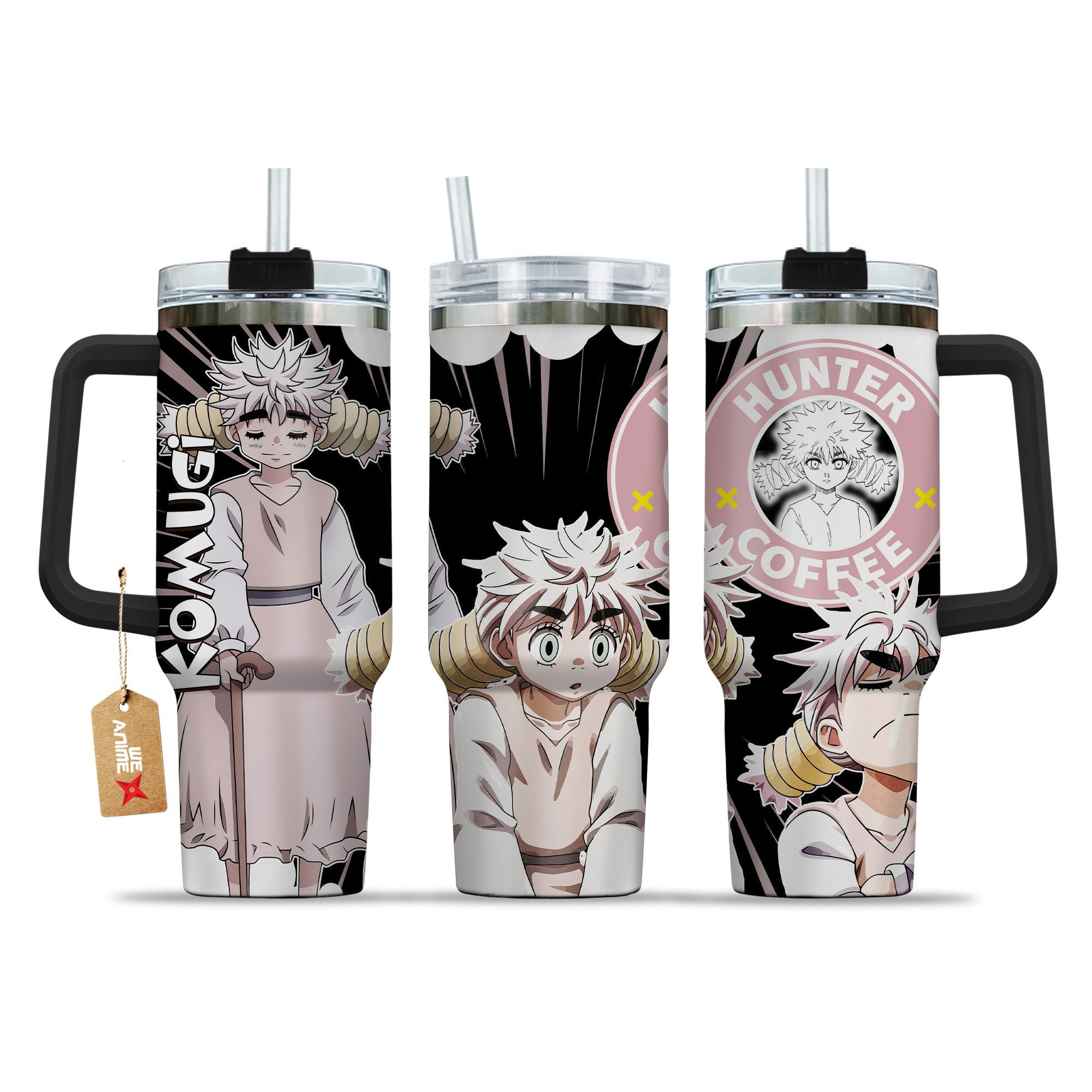 Hydratemerch Komugi Hunter x Hunter Anime Custom Stanley Quencher 40oz Stainless Steel Tumbler With Handle