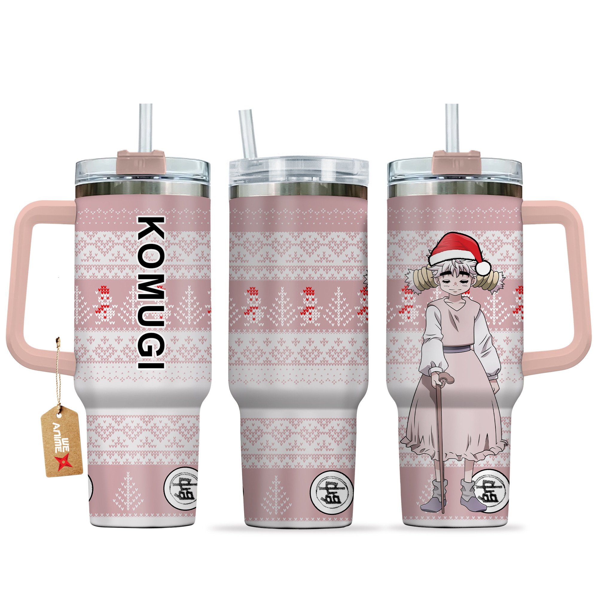 Hydratemerch Komugi Hunter x Hunter Anime Custom Stanley Quencher 40oz Stainless Steel Tumbler With Handle
