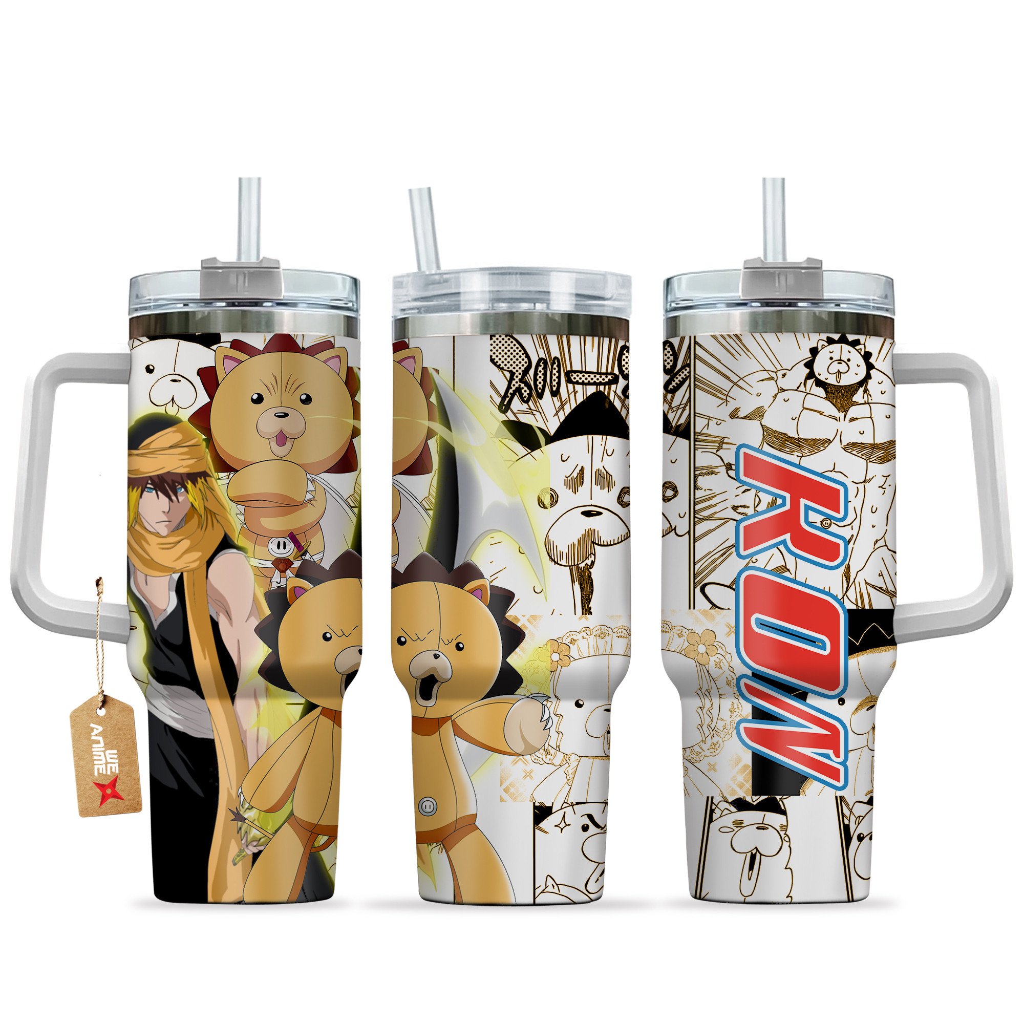 Hydratemerch Kon Bleach Anime Custom Stanley Quencher 40oz Stainless Steel Tumbler With Handle