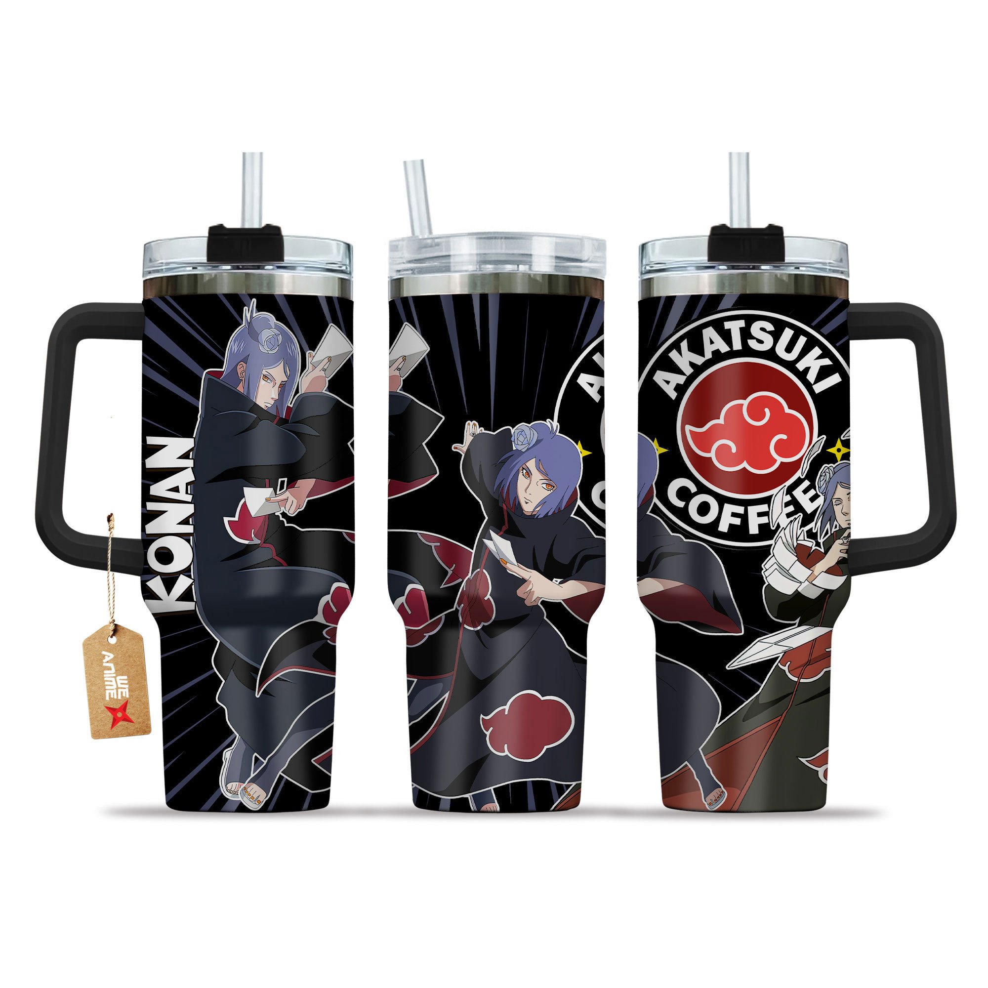 Hydratemerch Konan Naruto Anime Custom Stanley Quencher 40oz Stainless Steel Tumbler With Handle