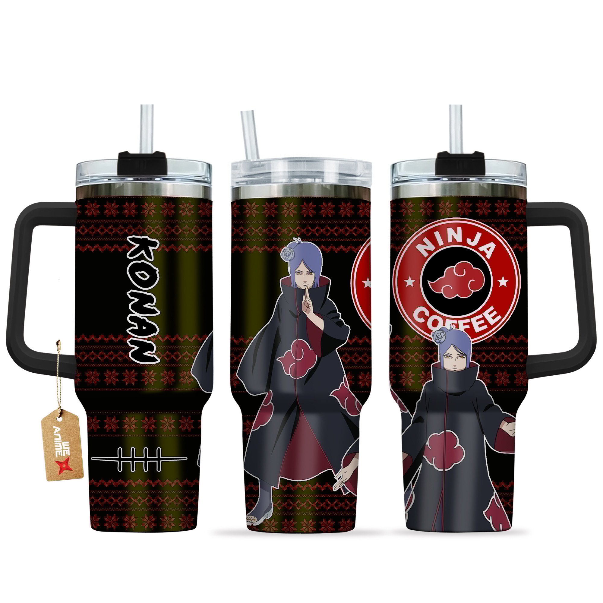 Hydratemerch Konan Naruto Anime Custom Stanley Quencher 40oz Stainless Steel Tumbler With Handle