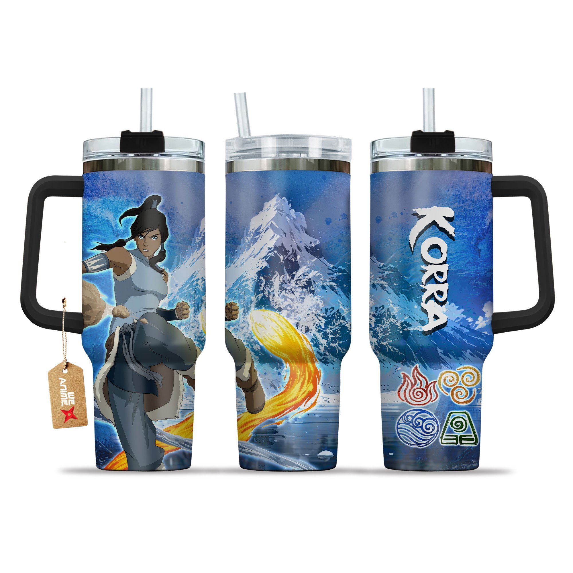Hydratemerch Korra Avatar Anime Custom Stanley Quencher 40oz Stainless Steel Tumbler With Handle