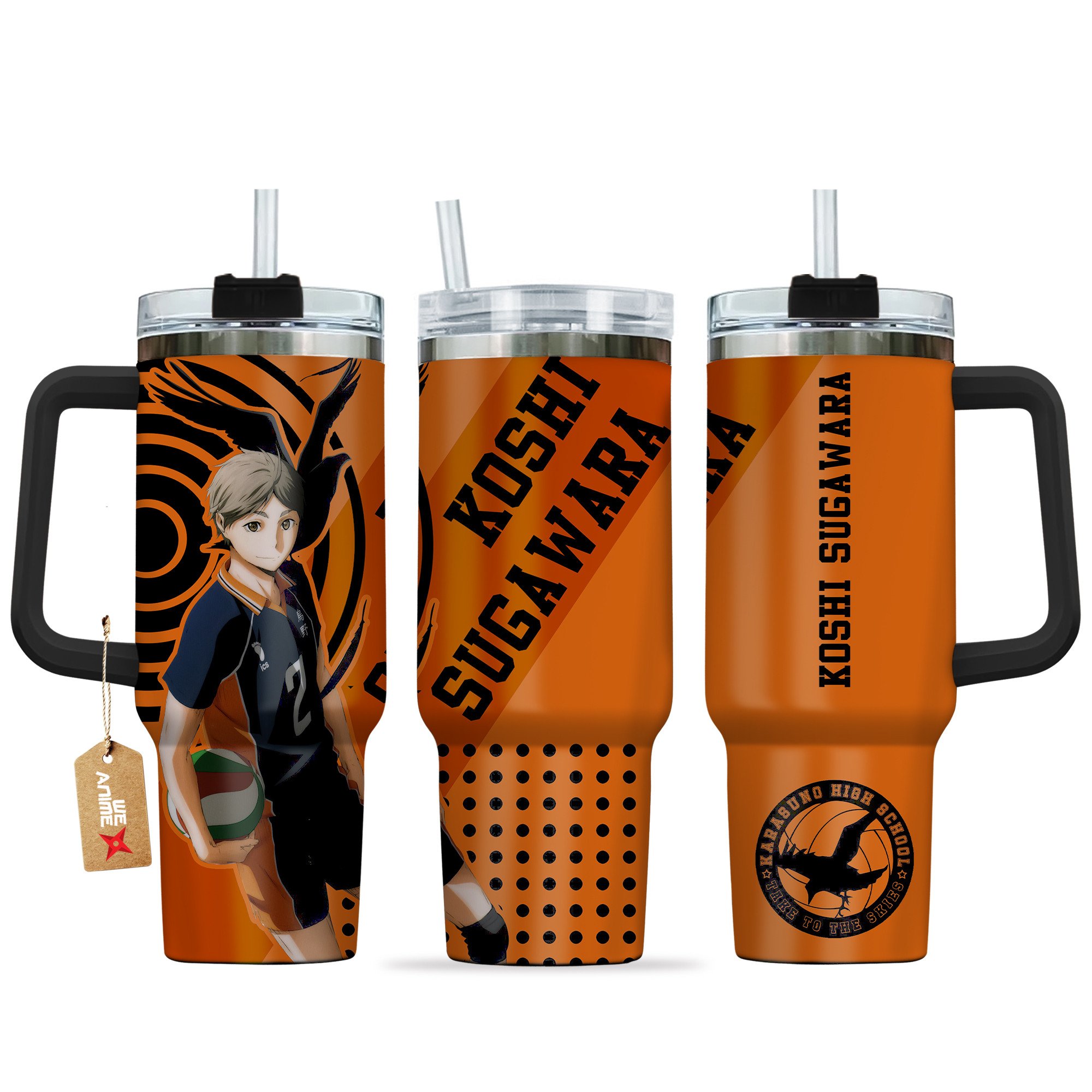 Hydratemerch Koshi Sugawara Haikyu!! Anime Custom Stanley Quencher 40oz Stainless Steel Tumbler With Handle