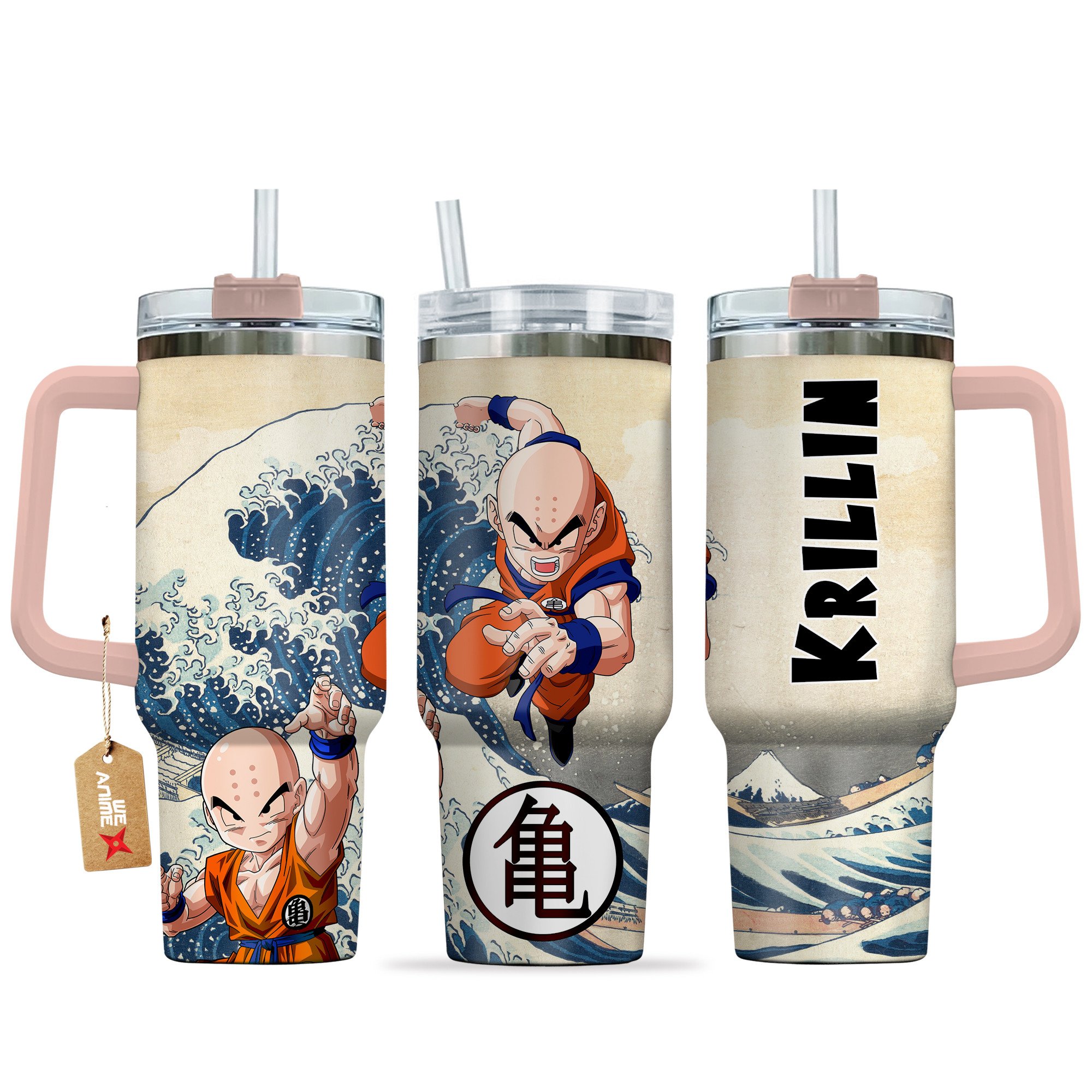 Hydratemerch Krillin Dragon Ball Anime Custom Stanley Quencher 40oz Stainless Steel Tumbler With Handle