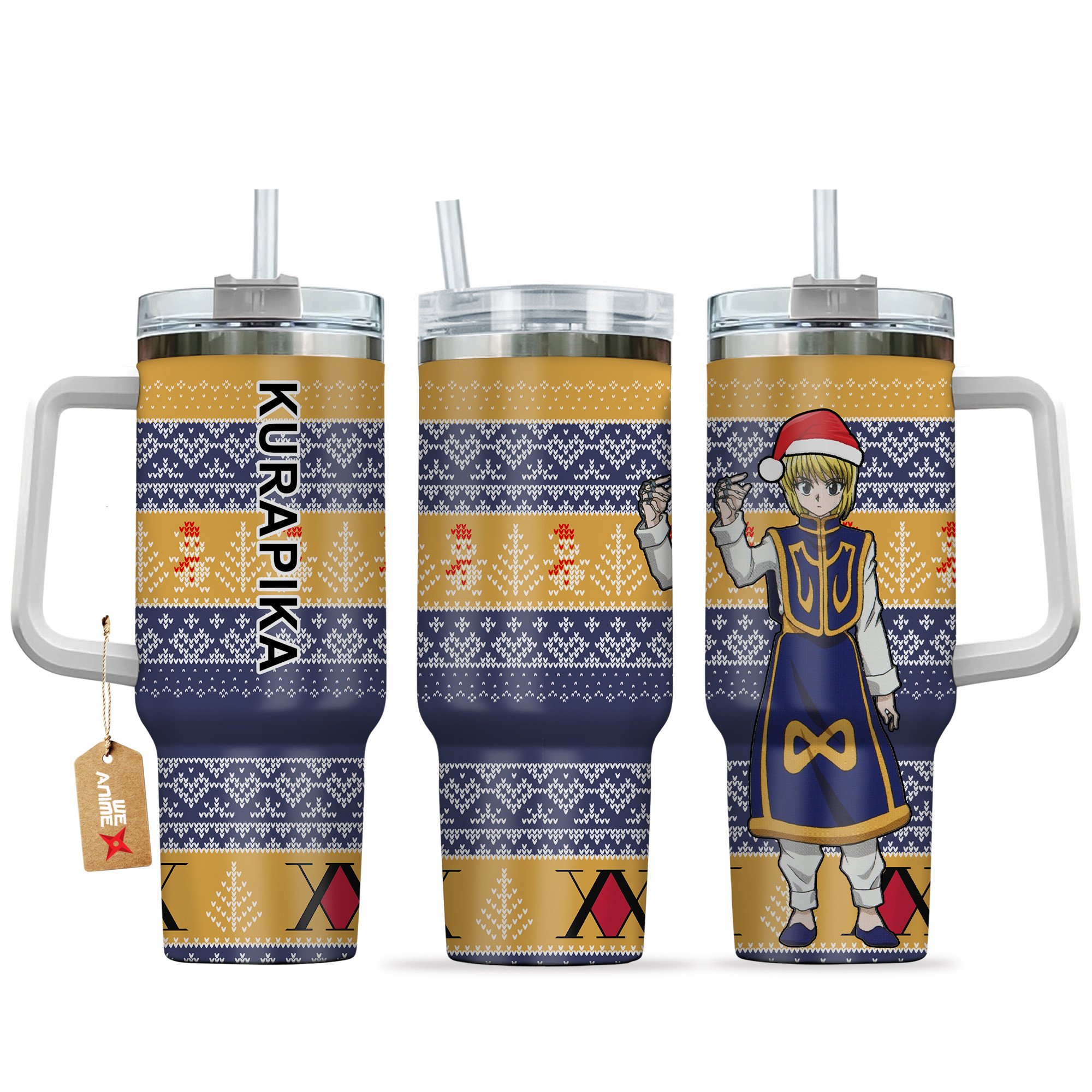 Hydratemerch Kurapika Hunter x Hunter Anime Custom Stanley Quencher 40oz Stainless Steel Tumbler With Handle