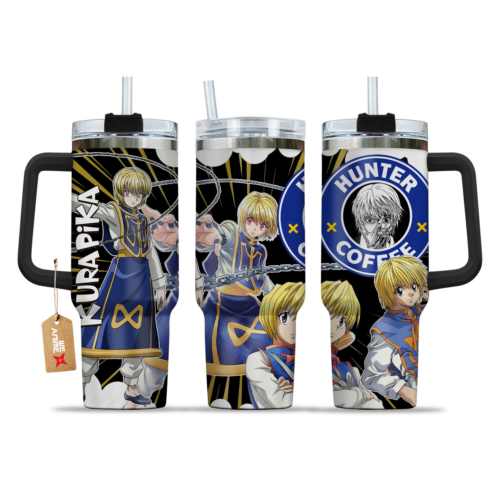 Hydratemerch Kurapika Hunter x Hunter Anime Custom Stanley Quencher 40oz Stainless Steel Tumbler With Handle