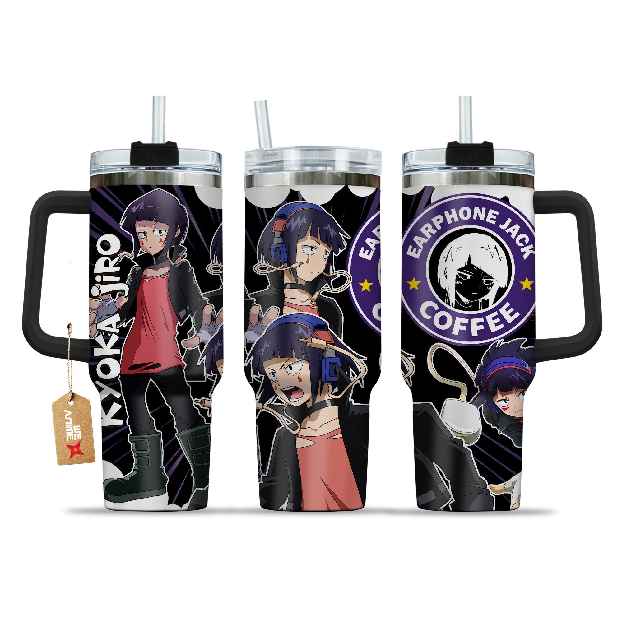 Hydratemerch Kyoka Jiro My Hero Academia Anime Custom Stanley Quencher 40oz Stainless Steel Tumbler With Handle