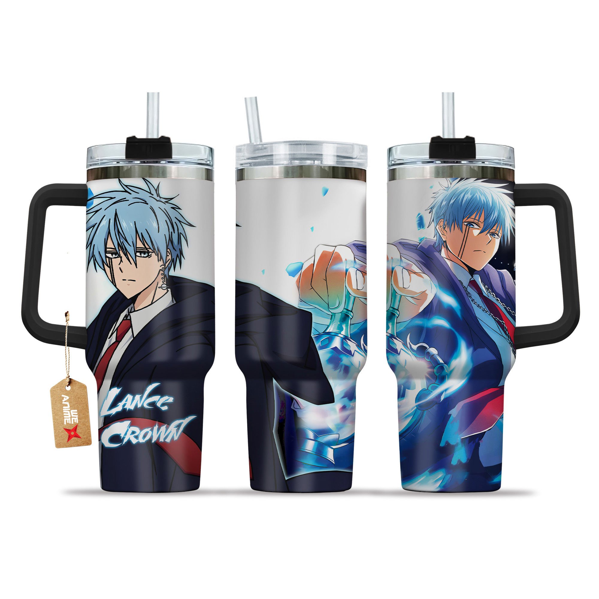 Hydratemerch Lance Crown Mashle Anime Custom Stanley Quencher 40oz Stainless Steel Tumbler With Handle