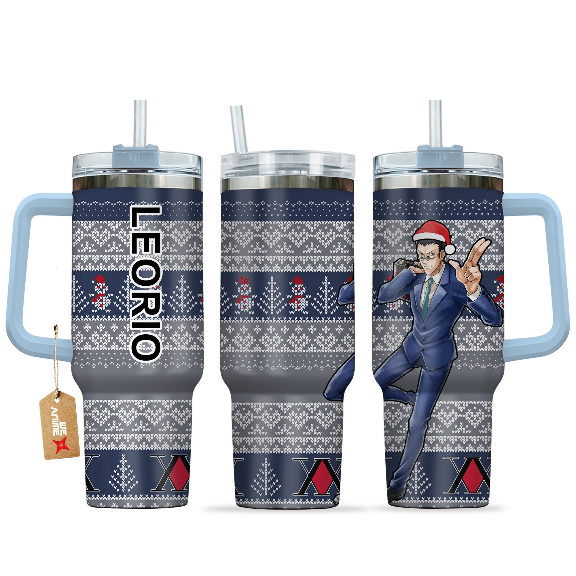 Hydratemerch Leorio Paradinight Hunter x Hunter Anime Custom Stanley Quencher 40oz Stainless Steel Tumbler With Handle