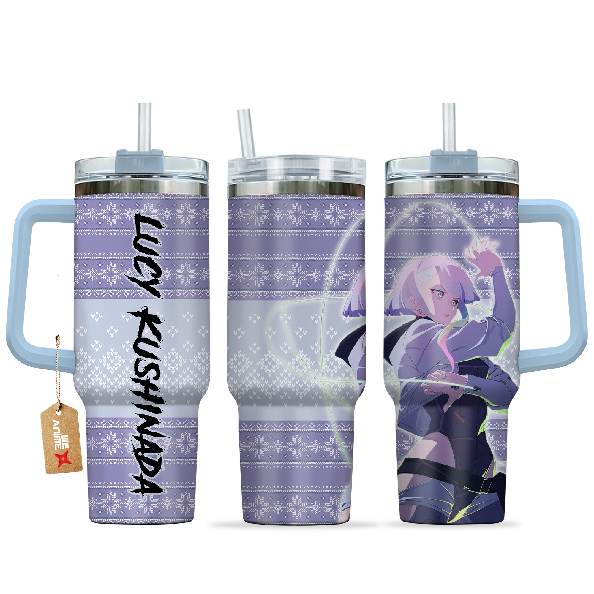 Hydratemerch Lucyna Kushinada Cyberpunk Anime Custom Stanley Quencher 40oz Stainless Steel Tumbler With Handle