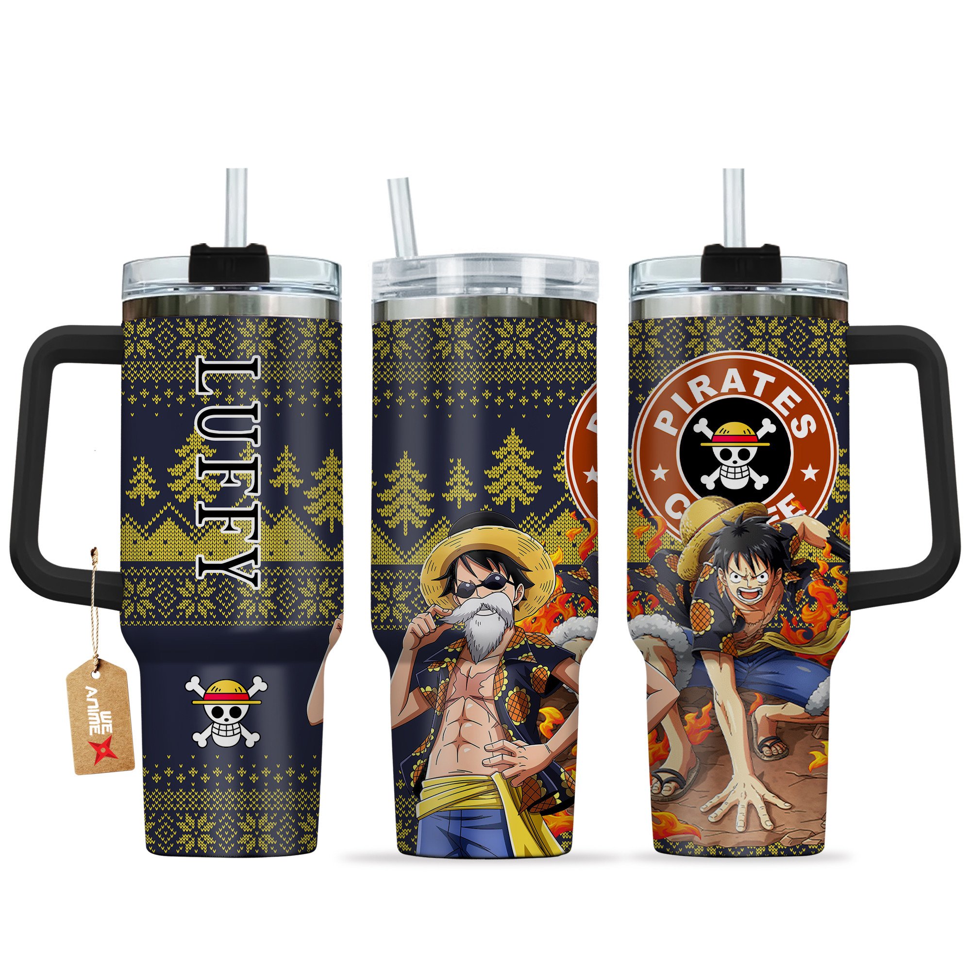 Hydratemerch Luffy Dressrosa Arc One Piece Anime Custom Stanley Quencher 40oz Stainless Steel Tumbler With Handle