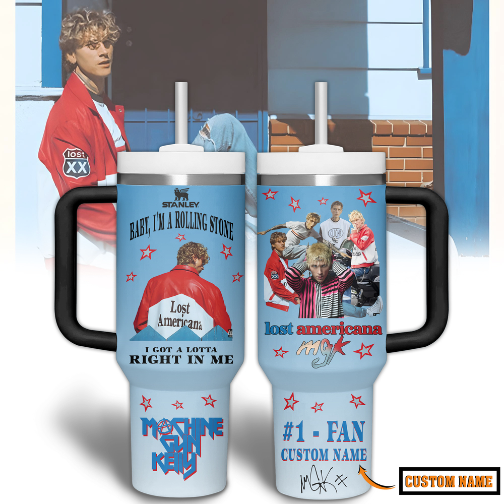 Hydratemerch Machine Gun Kelly Music Custom Stanley Quencher 40oz Stainless Steel Tumbler With Handle