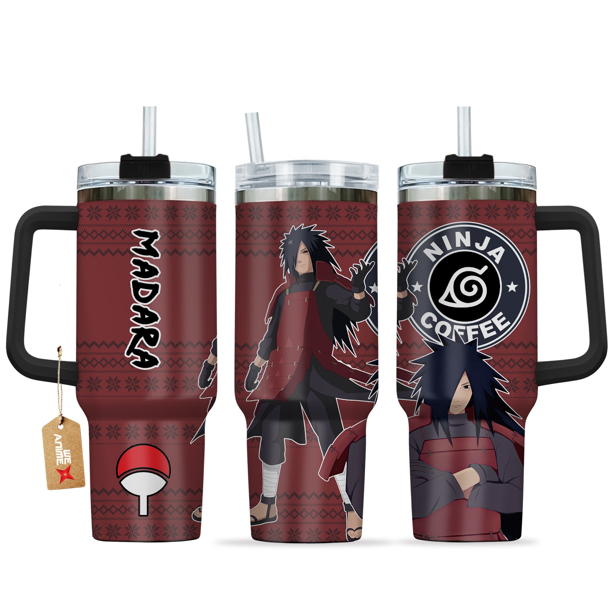 Hydratemerch Madara Naruto Anime Custom Stanley Quencher 40oz Stainless Steel Tumbler With Handle