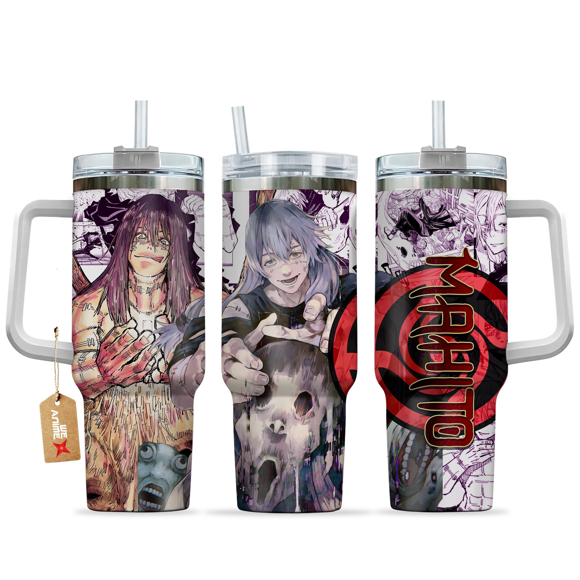 Hydratemerch Mahito Jujutsu Kaisen Anime Custom Stanley Quencher 40oz Stainless Steel Tumbler With Handle