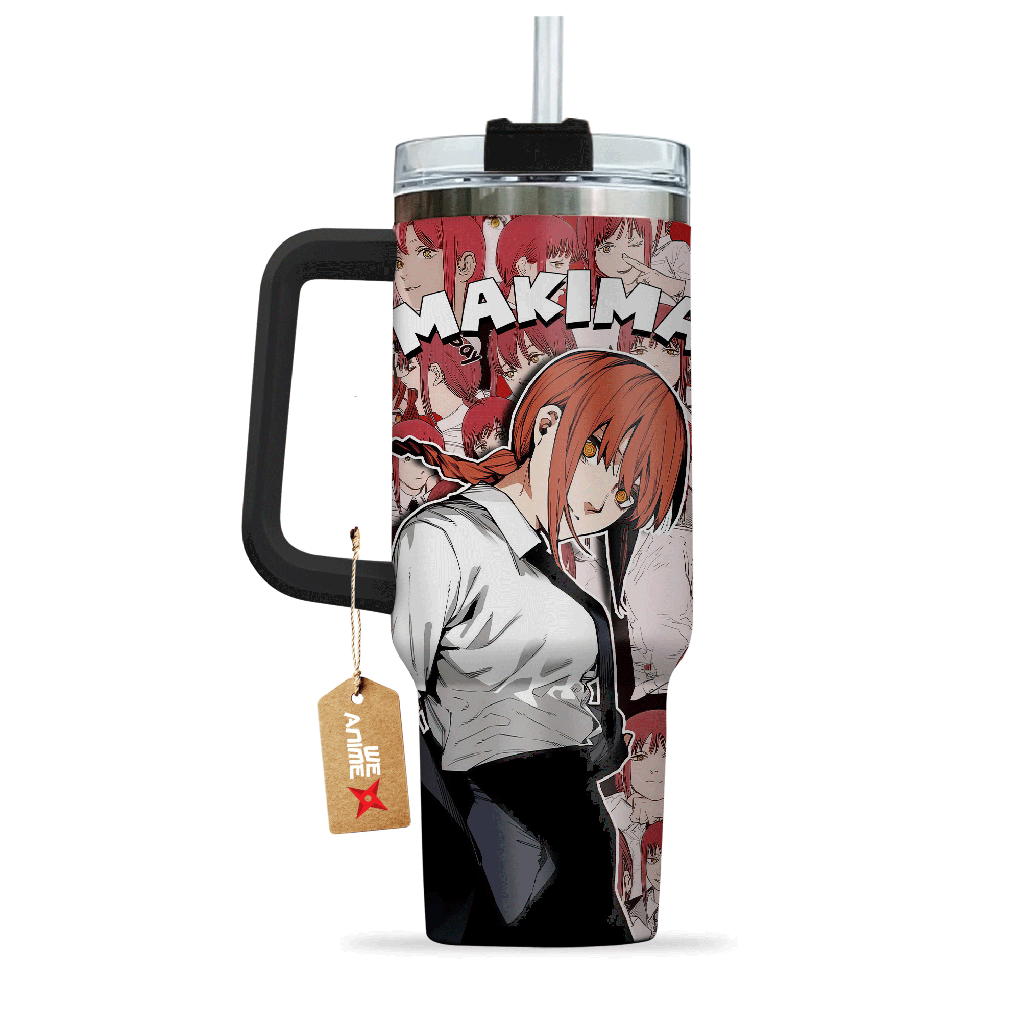 Hydratemerch Makima Chainsaw Man Anime Custom Stanley Quencher 40oz Stainless Steel Tumbler With Handle
