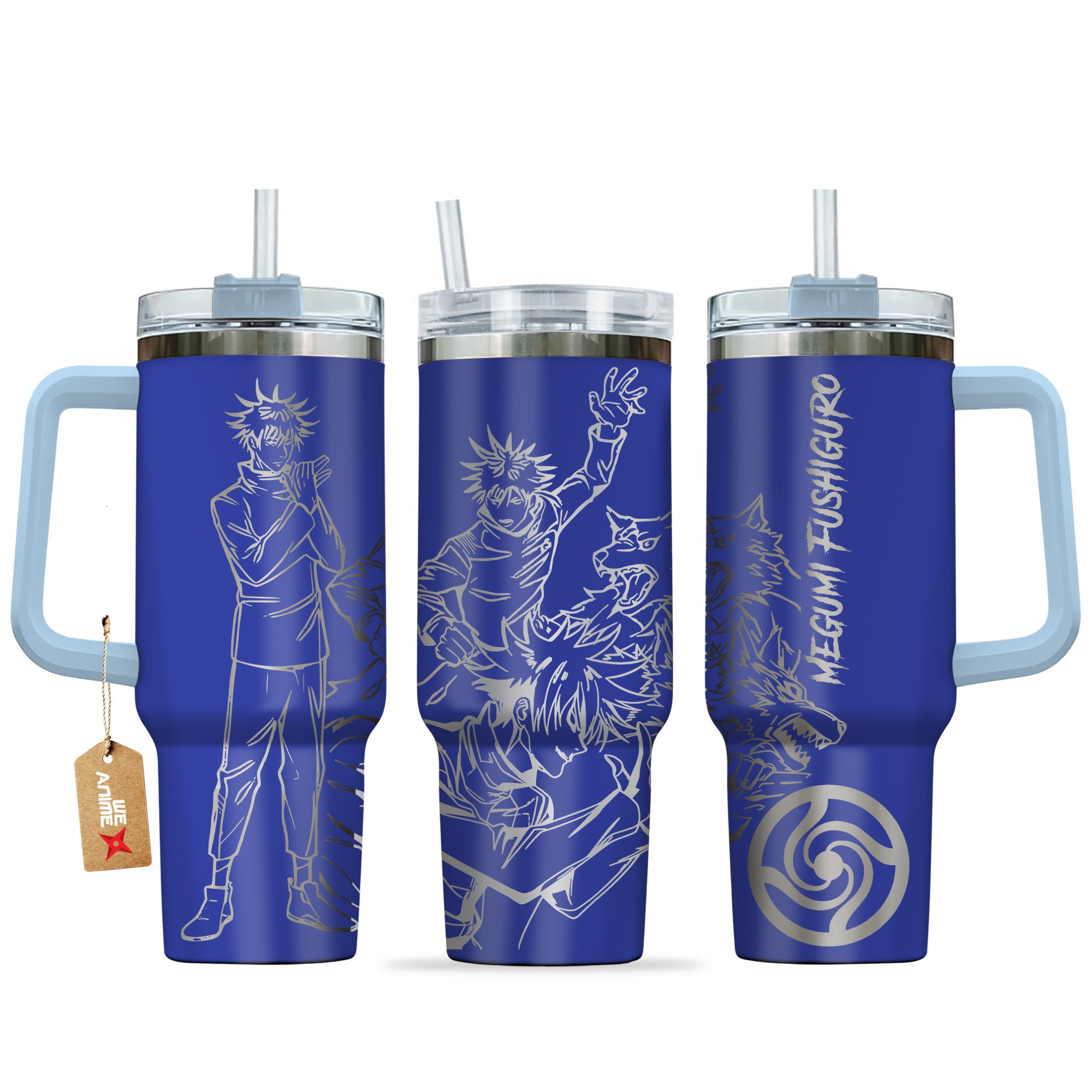 Hydratemerch Megumi Fushiguro Jujutsu Kaisen Anime Custom Stanley Quencher 40oz Stainless Steel Tumbler With Handle