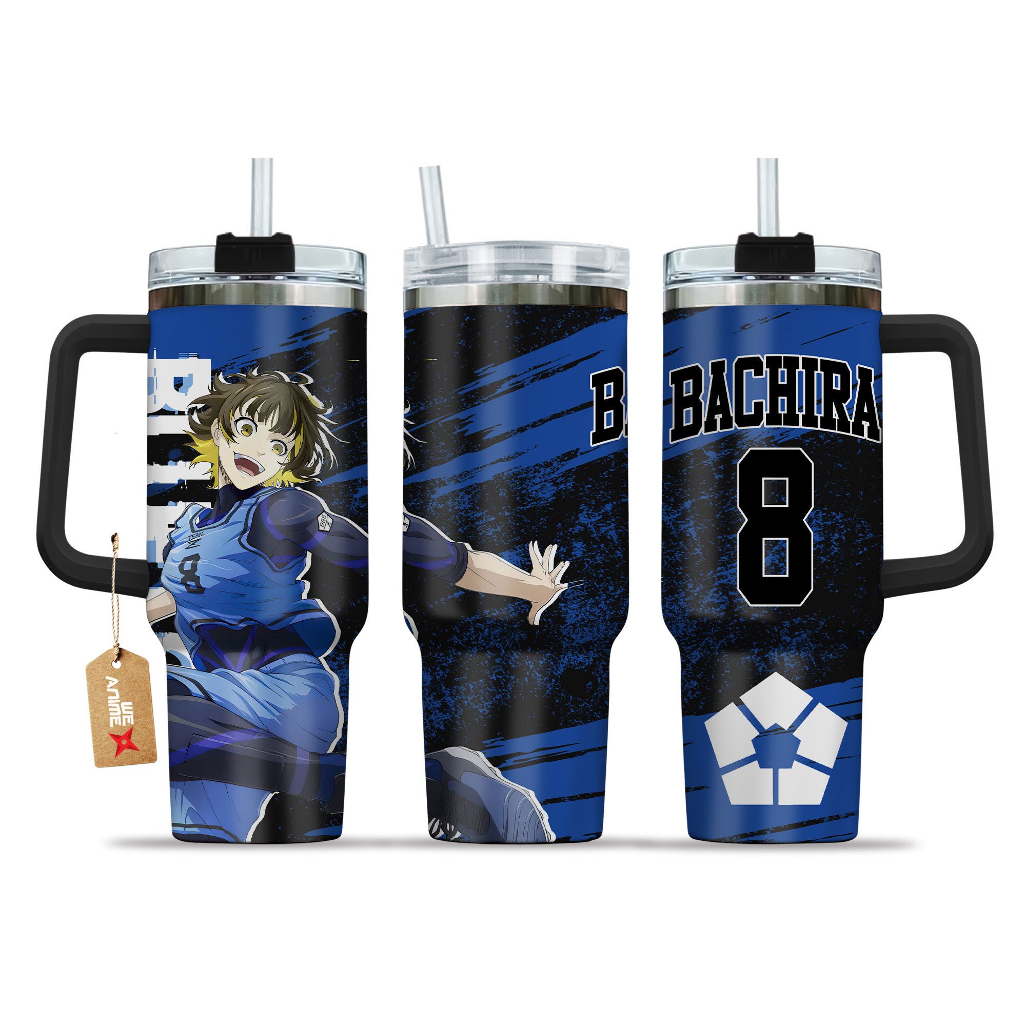 Hydratemerch Meguru Bachira 8 Blue Lock Anime Custom Stanley Quencher 40oz Stainless Steel Tumbler With Handle