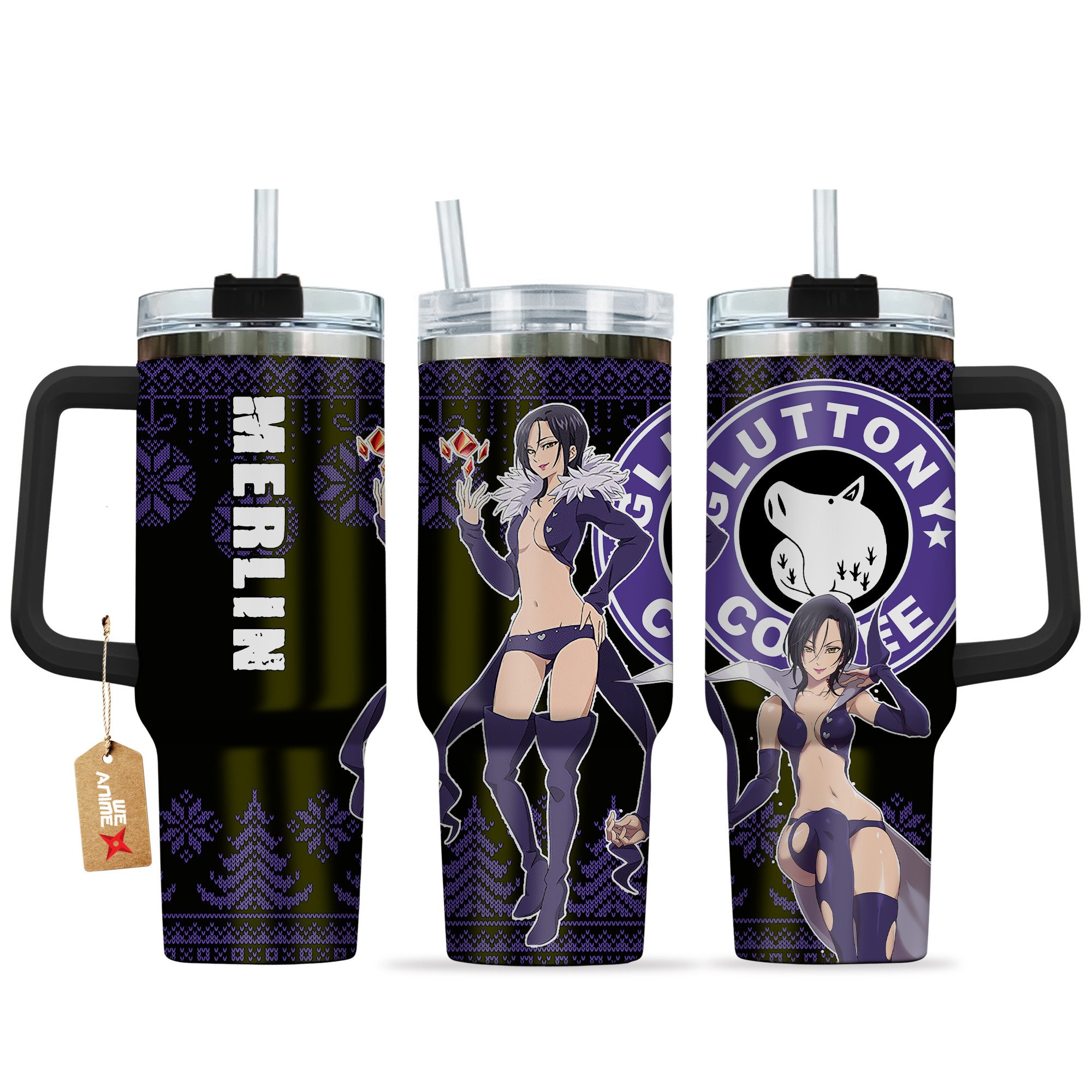 Hydratemerch Merlin Nanatsu No Taizai Anime Custom Stanley Quencher 40oz Stainless Steel Tumbler With Handle