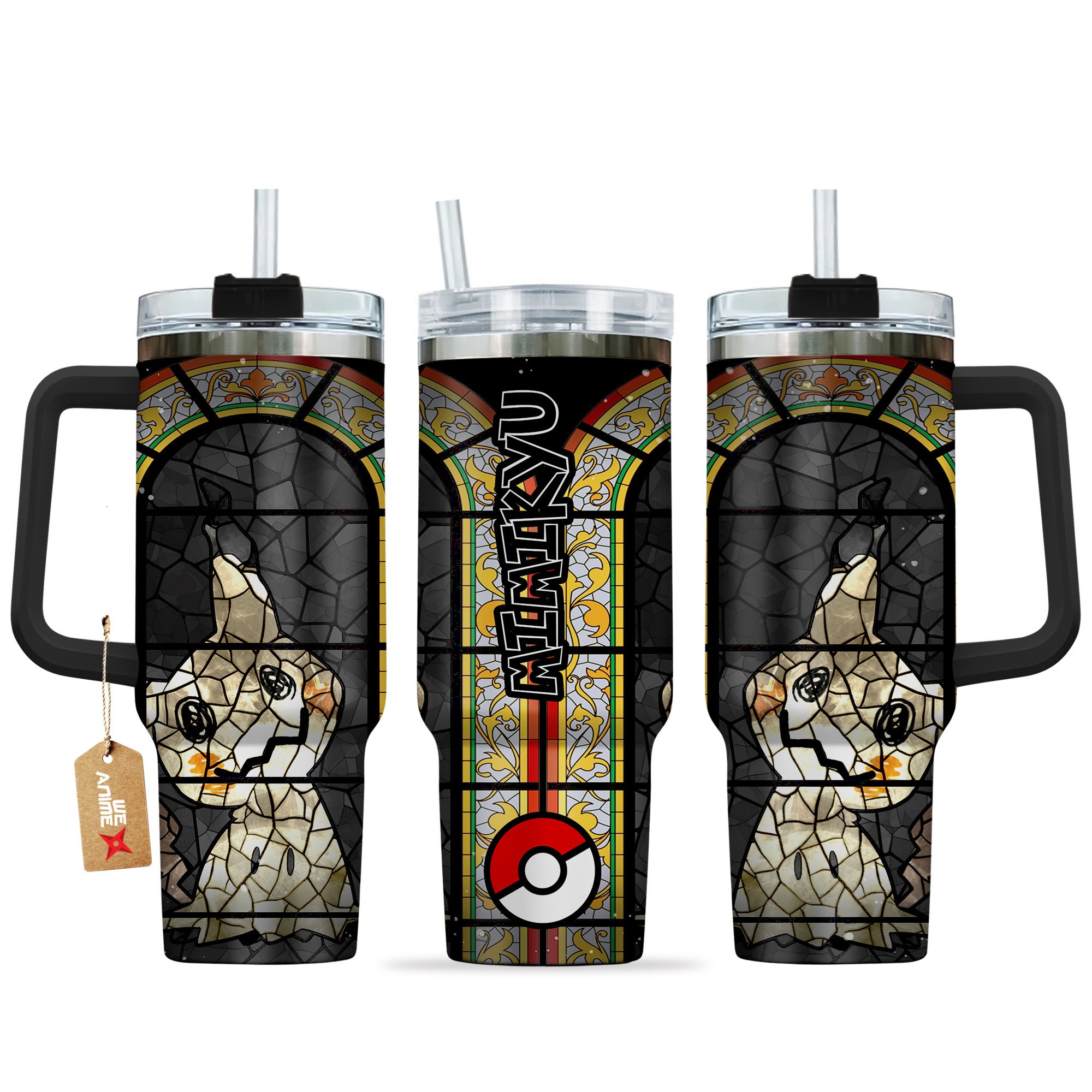 Hydratemerch Mimikyu Pokemon Anime Custom Stanley Quencher 40oz Stainless Steel Tumbler With Handle