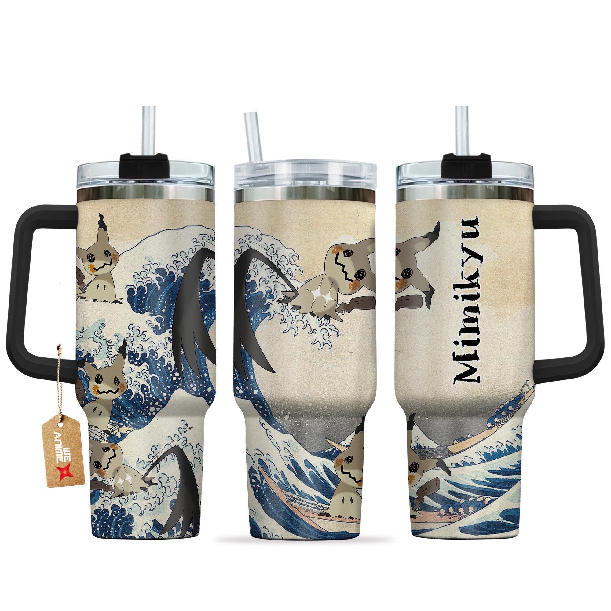 Hydratemerch Mimikyu Pokemon Anime Custom Stanley Quencher 40oz Stainless Steel Tumbler With Handle