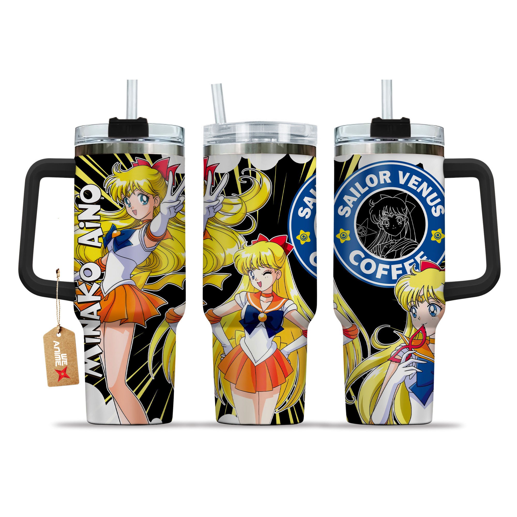 Hydratemerch Minako Aino Sailor Moon Anime Custom Stanley Quencher 40oz Stainless Steel Tumbler With Handle