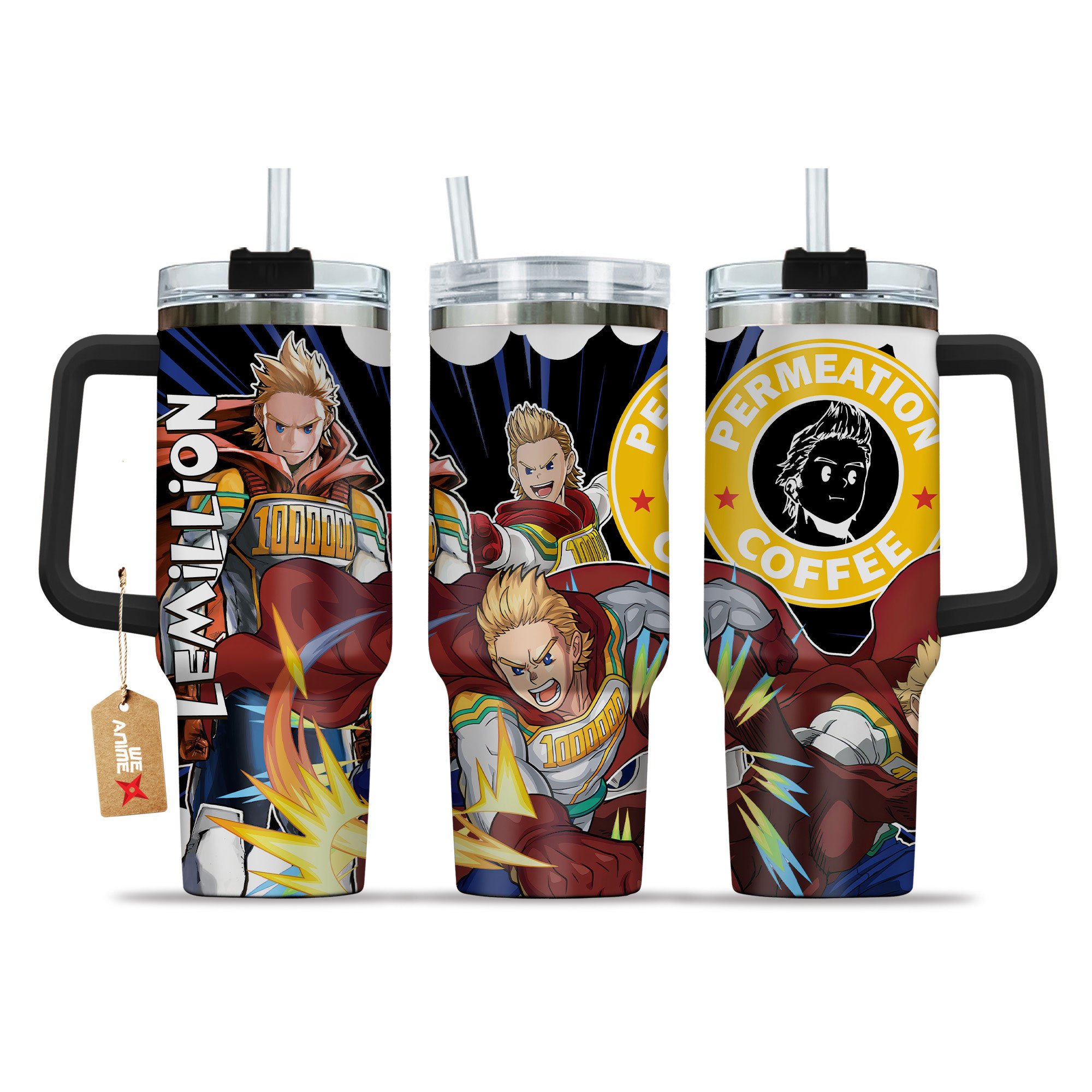 Hydratemerch Mirio Togata (Lemillion) My Hero Academia Anime Custom Stanley Quencher 40oz Stainless Steel Tumbler With Handle
